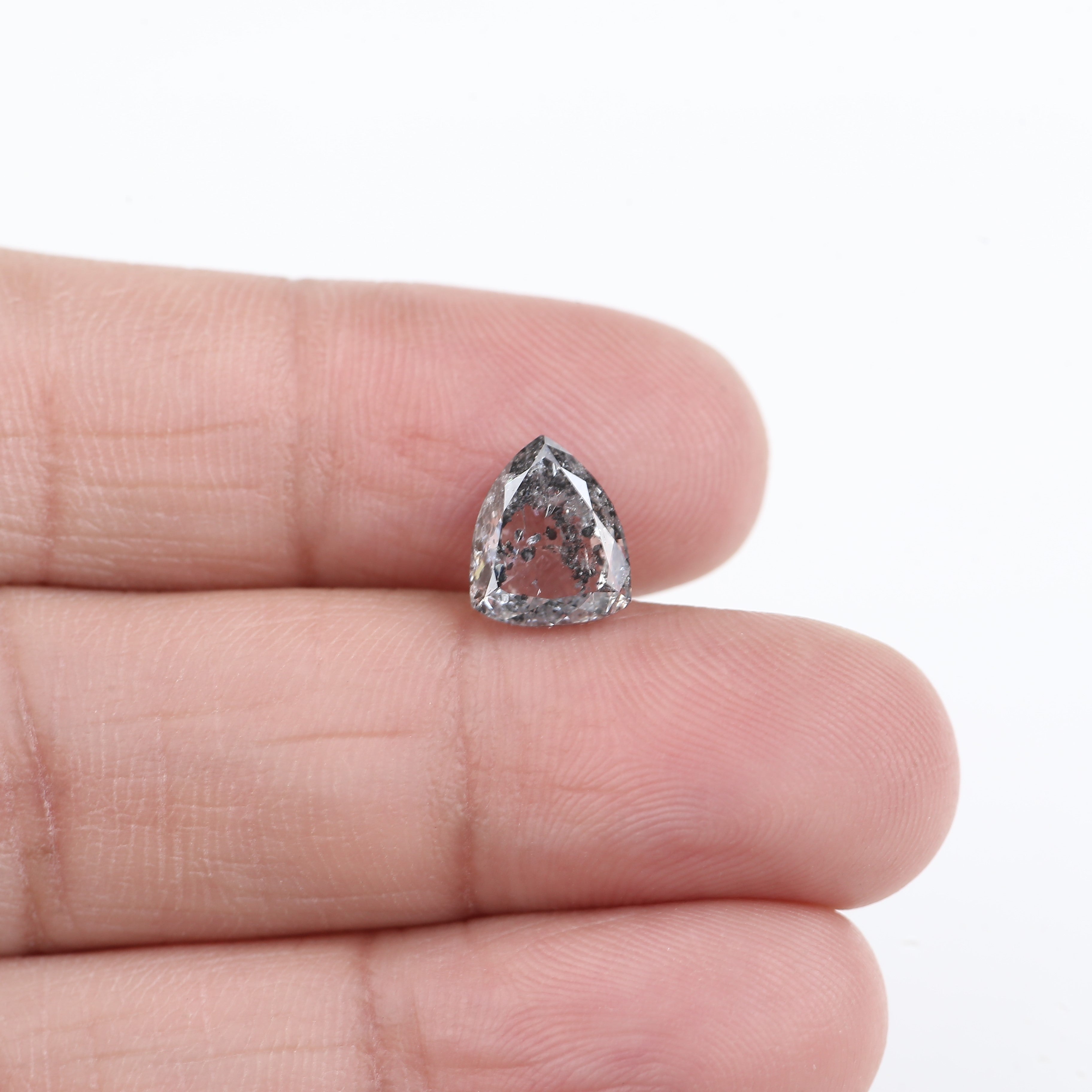 2.40 Carat Natural Salt Pepper Grey Shield Cut Loose Diamond 9.02 MM