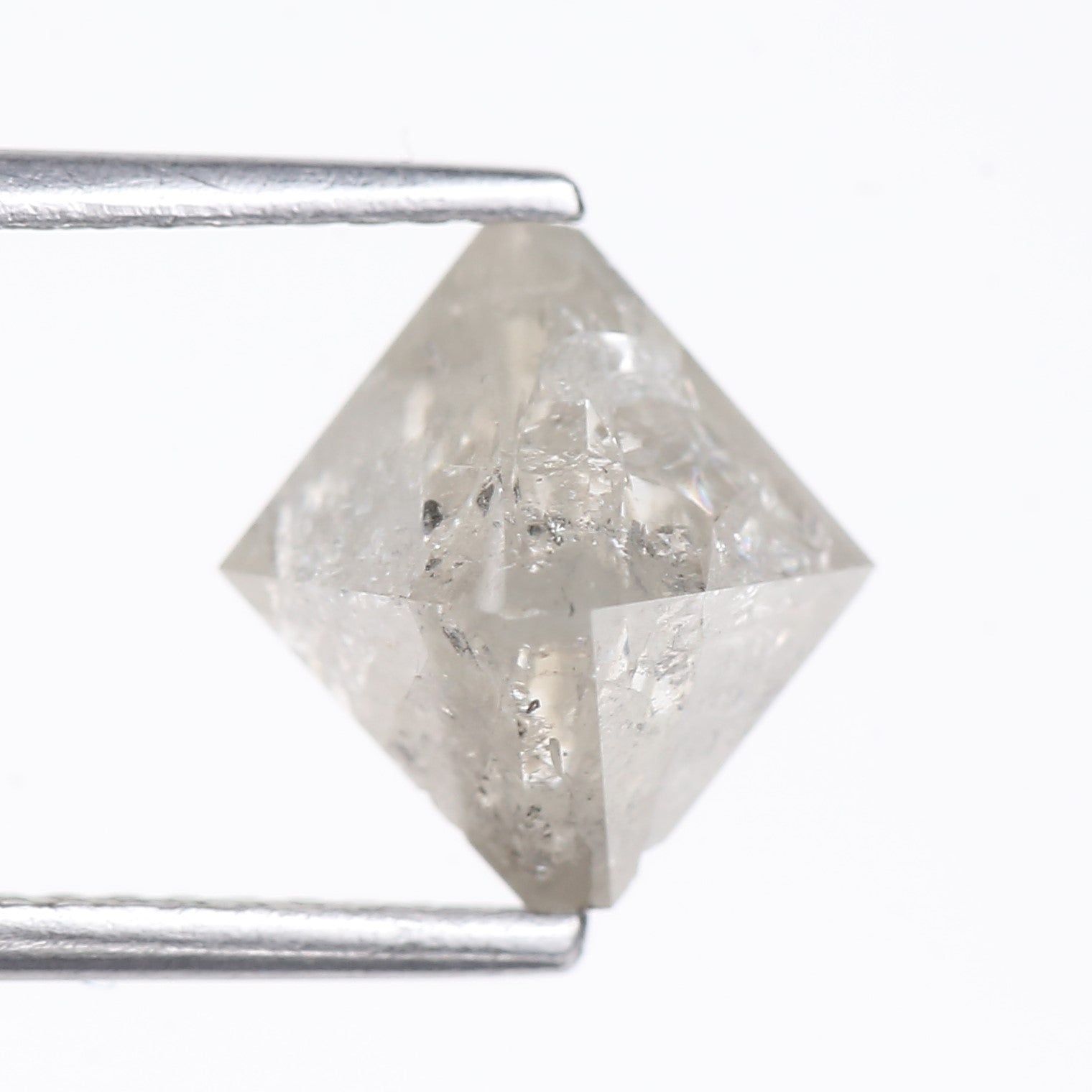 2.77 Carat Natural Gray Polish Octahedron Salt And Pepper Diamond 7.21 MM