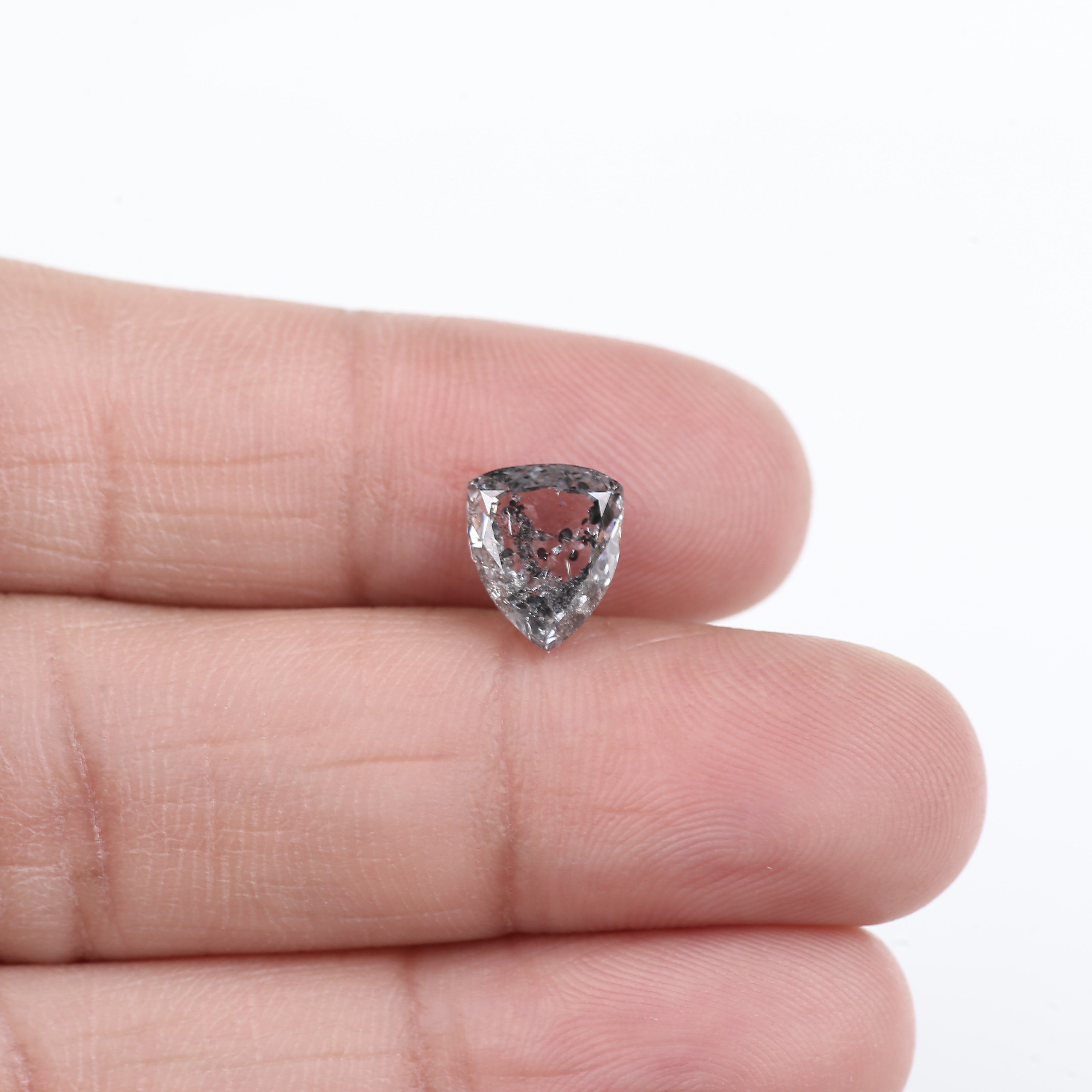 2.40 Carat Natural Salt Pepper Grey Shield Cut Loose Diamond 9.02 MM