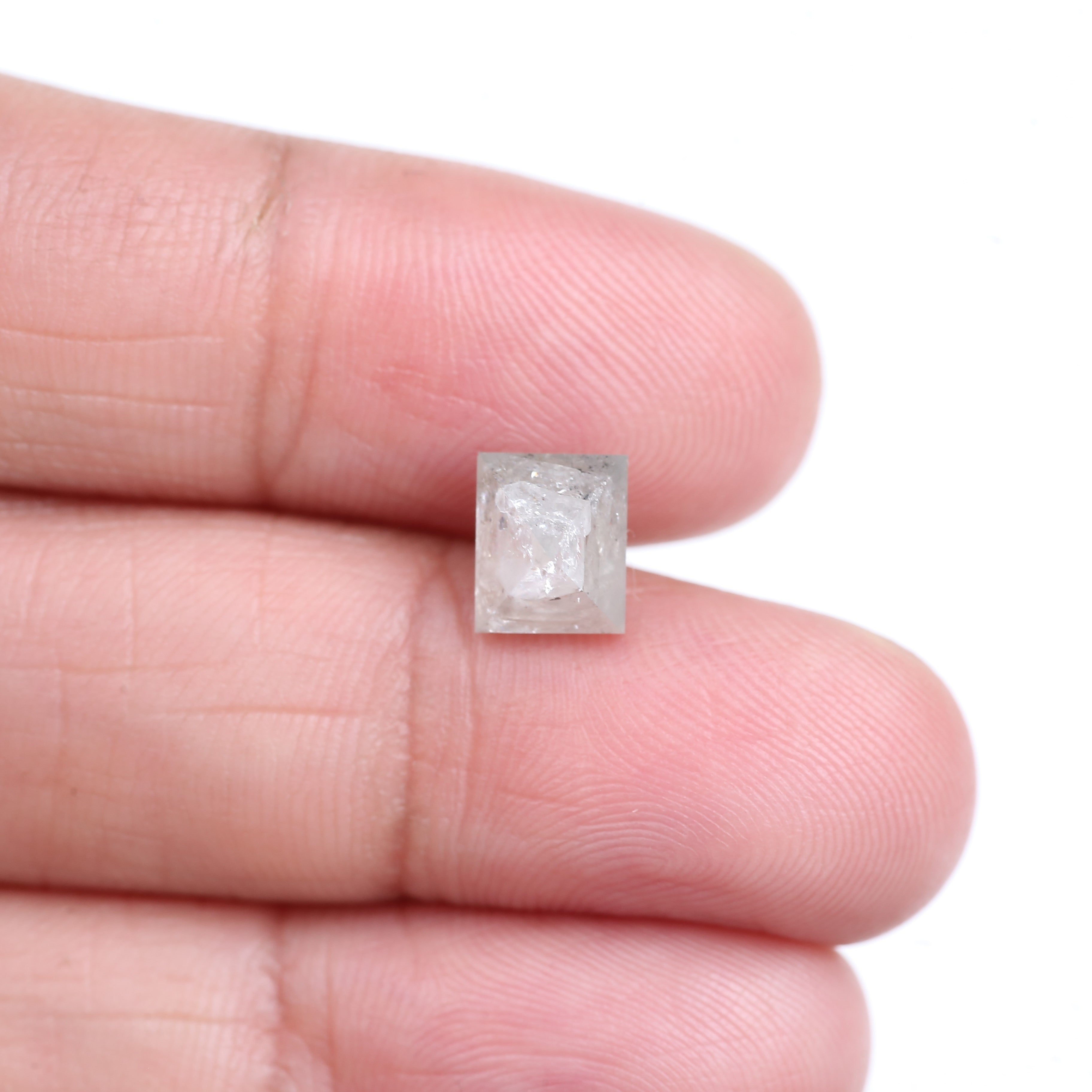 2.77 Carat Natural Gray Polish Octahedron Salt And Pepper Diamond 7.21 MM