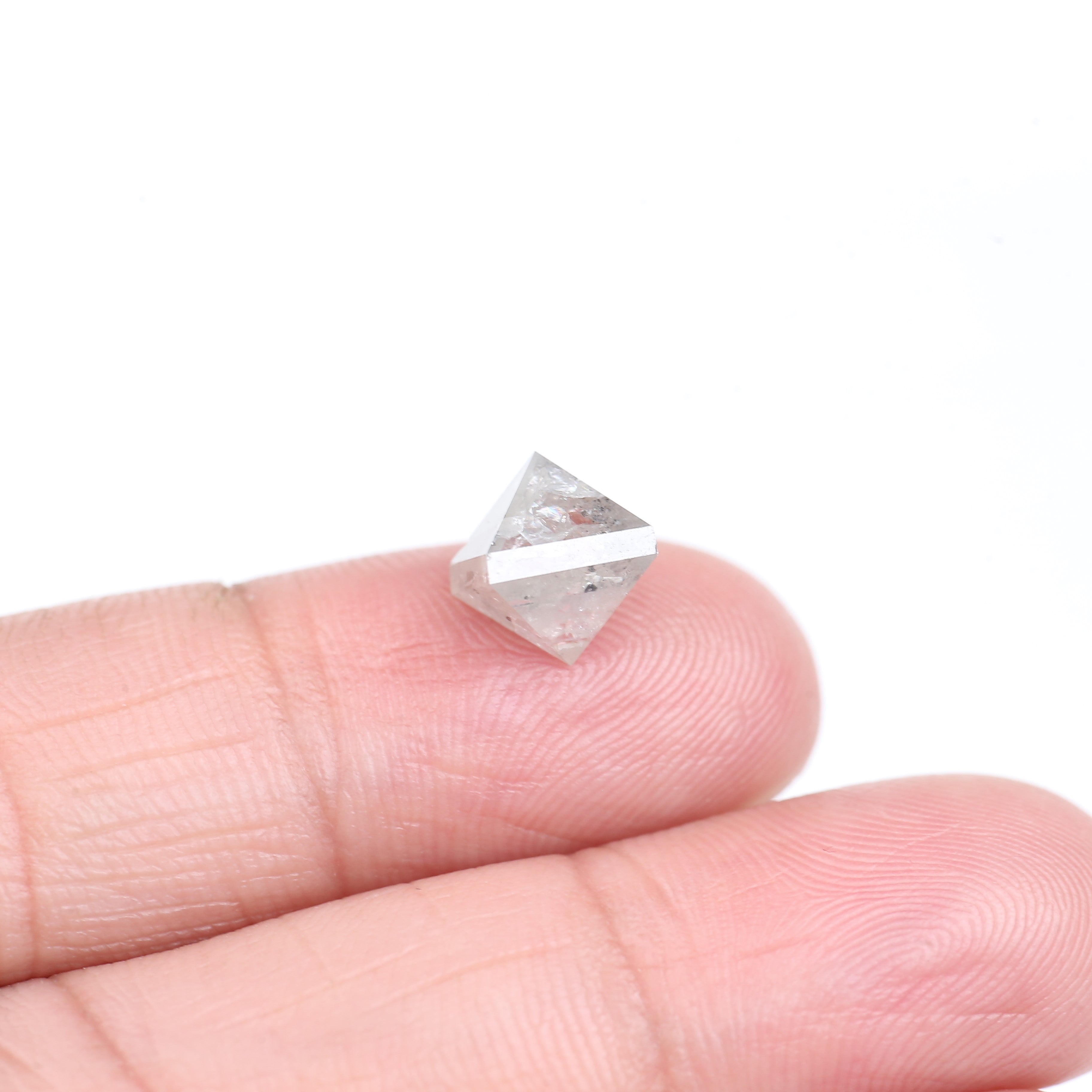 2.77 Carat Natural Gray Polish Octahedron Salt And Pepper Diamond 7.21 MM