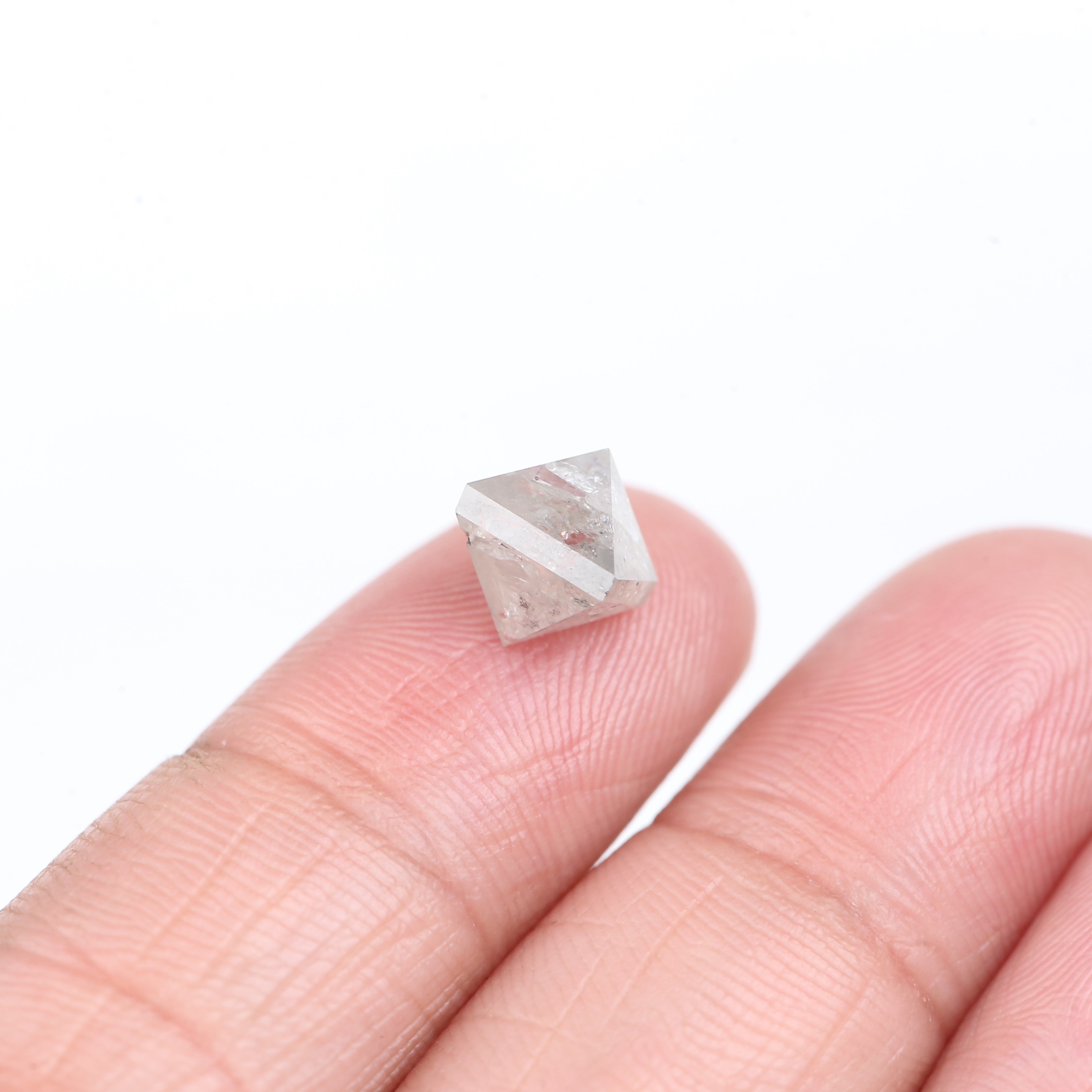 2.77 Carat Natural Gray Polish Octahedron Salt And Pepper Diamond 7.21 MM