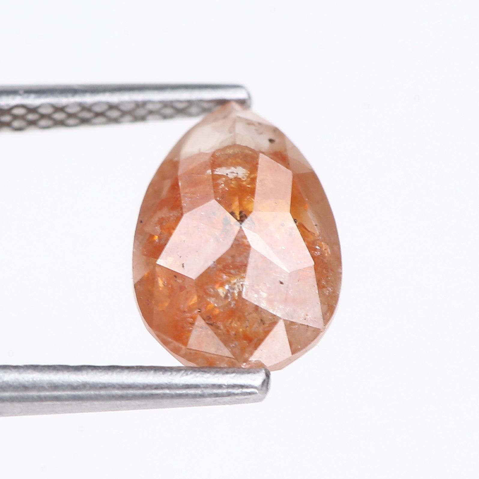 1.72 Carat Natural Orange Pear Cut Salt And Pepper Diamond 8.79 MM