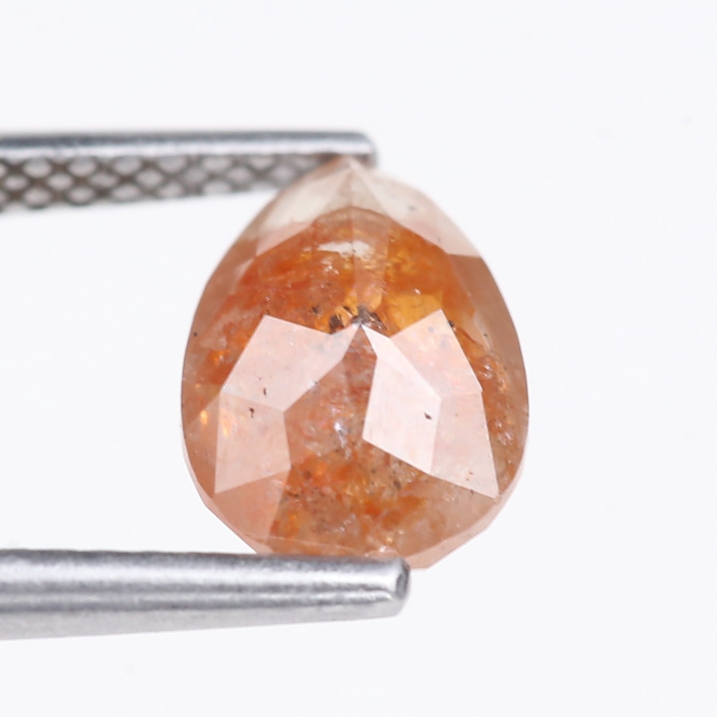 1.72 Carat Natural Orange Pear Cut Salt And Pepper Diamond 8.79 MM