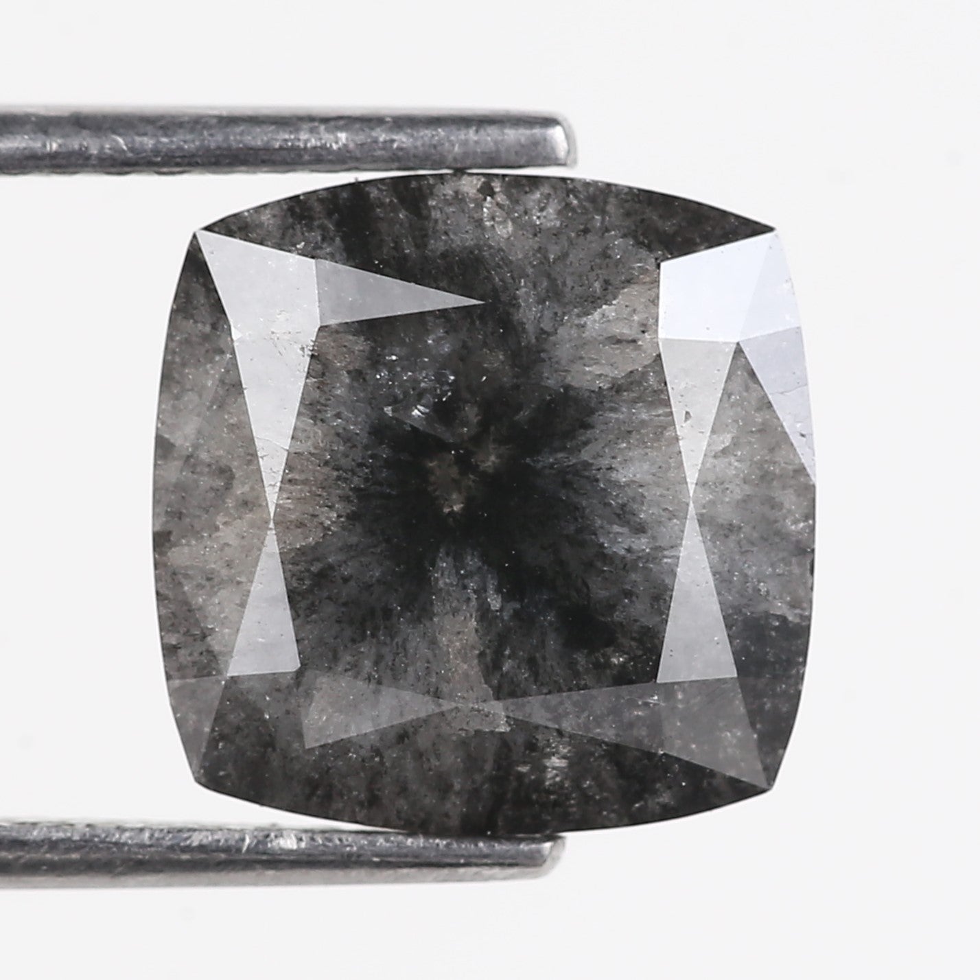 5.20 Carat Stormy Gray Cushion Cut Diamond Salt and Pepper 10.10 MM