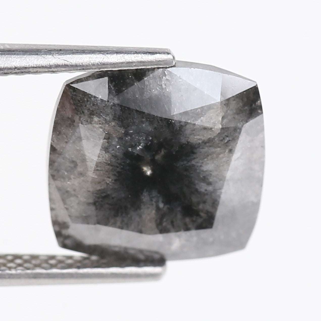 5.20 Carat Stormy Gray Cushion Cut Diamond Salt and Pepper 10.10 MM