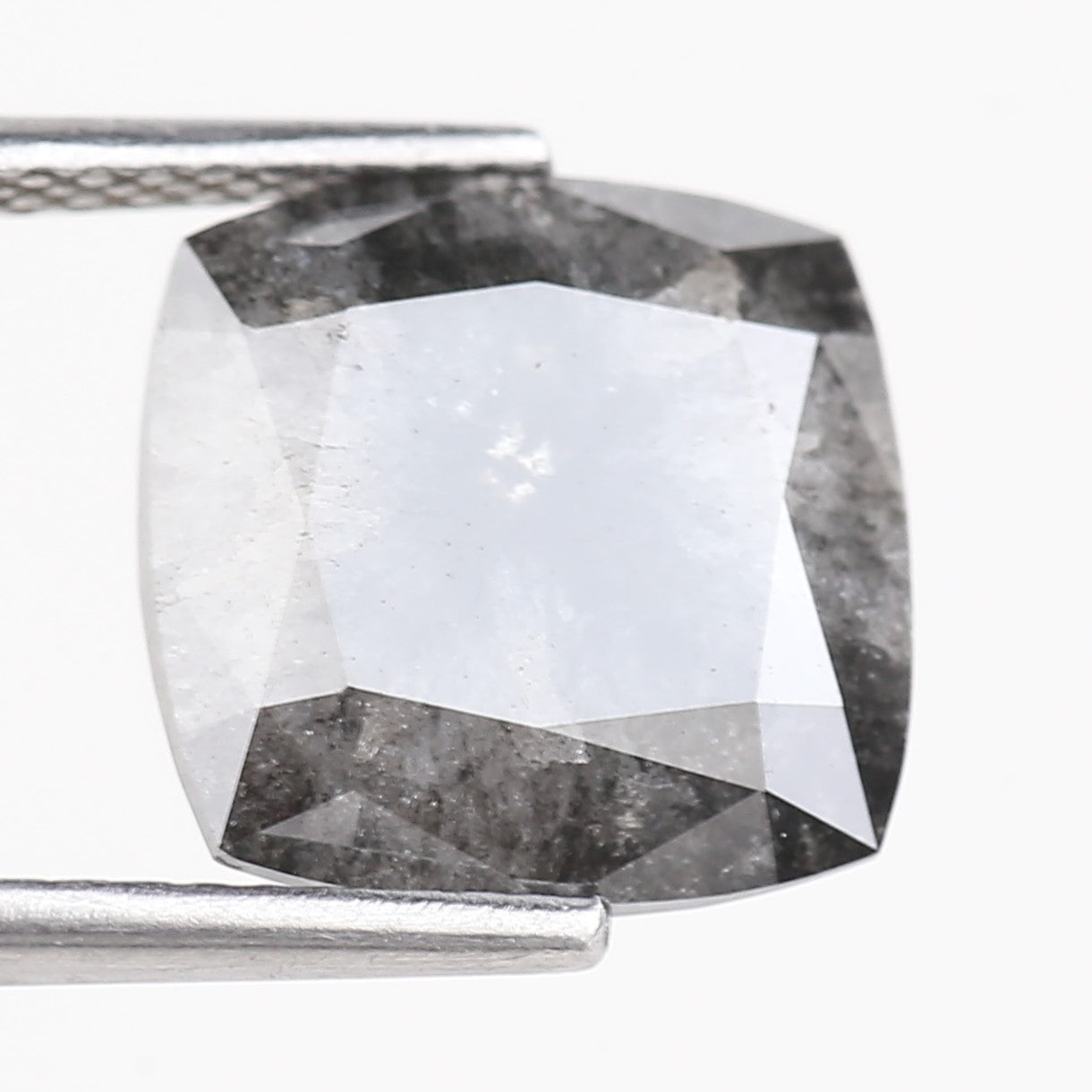 5.20 Carat Stormy Gray Cushion Cut Diamond Salt and Pepper 10.10 MM