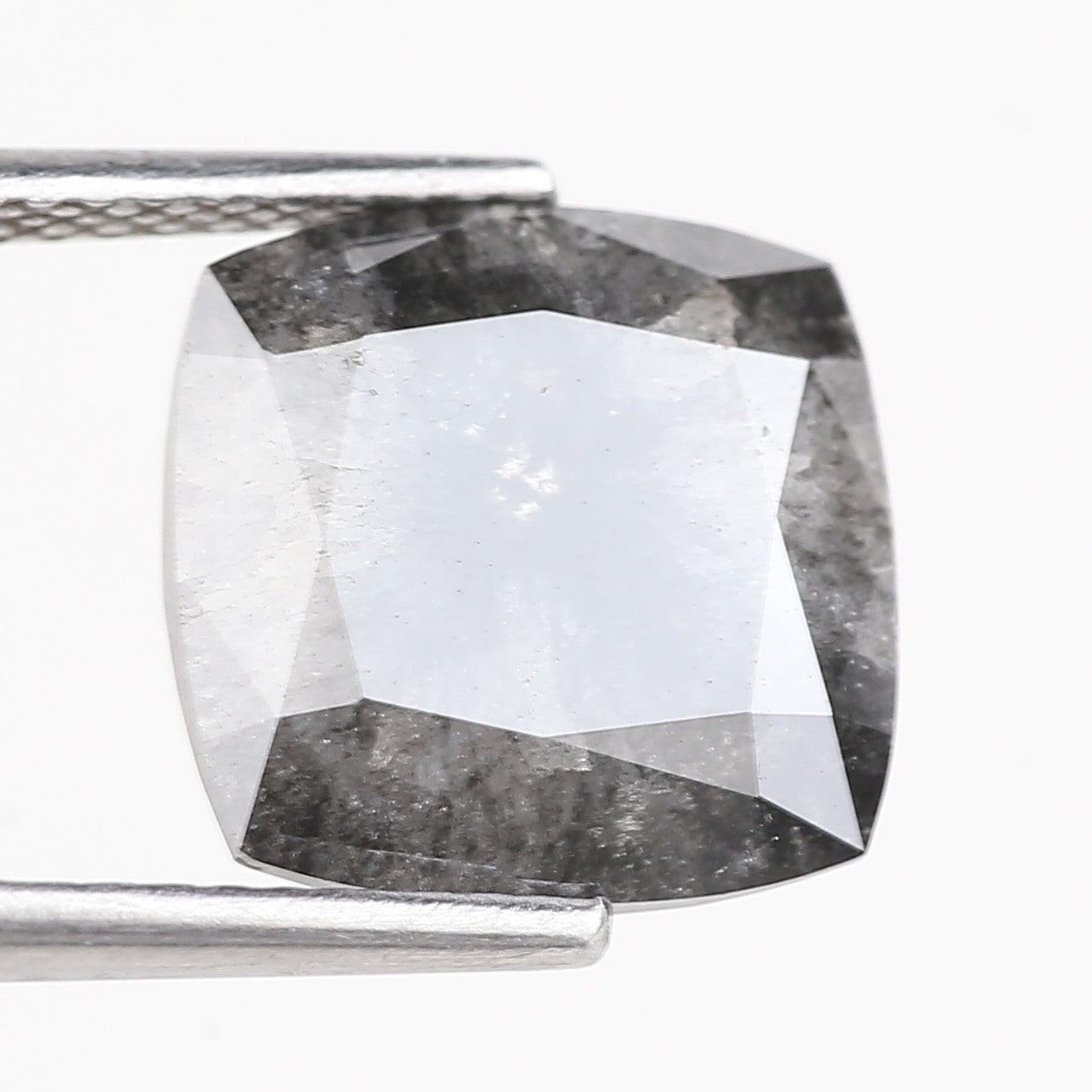 5.20 Carat Stormy Gray Cushion Cut Diamond Salt and Pepper 10.10 MM