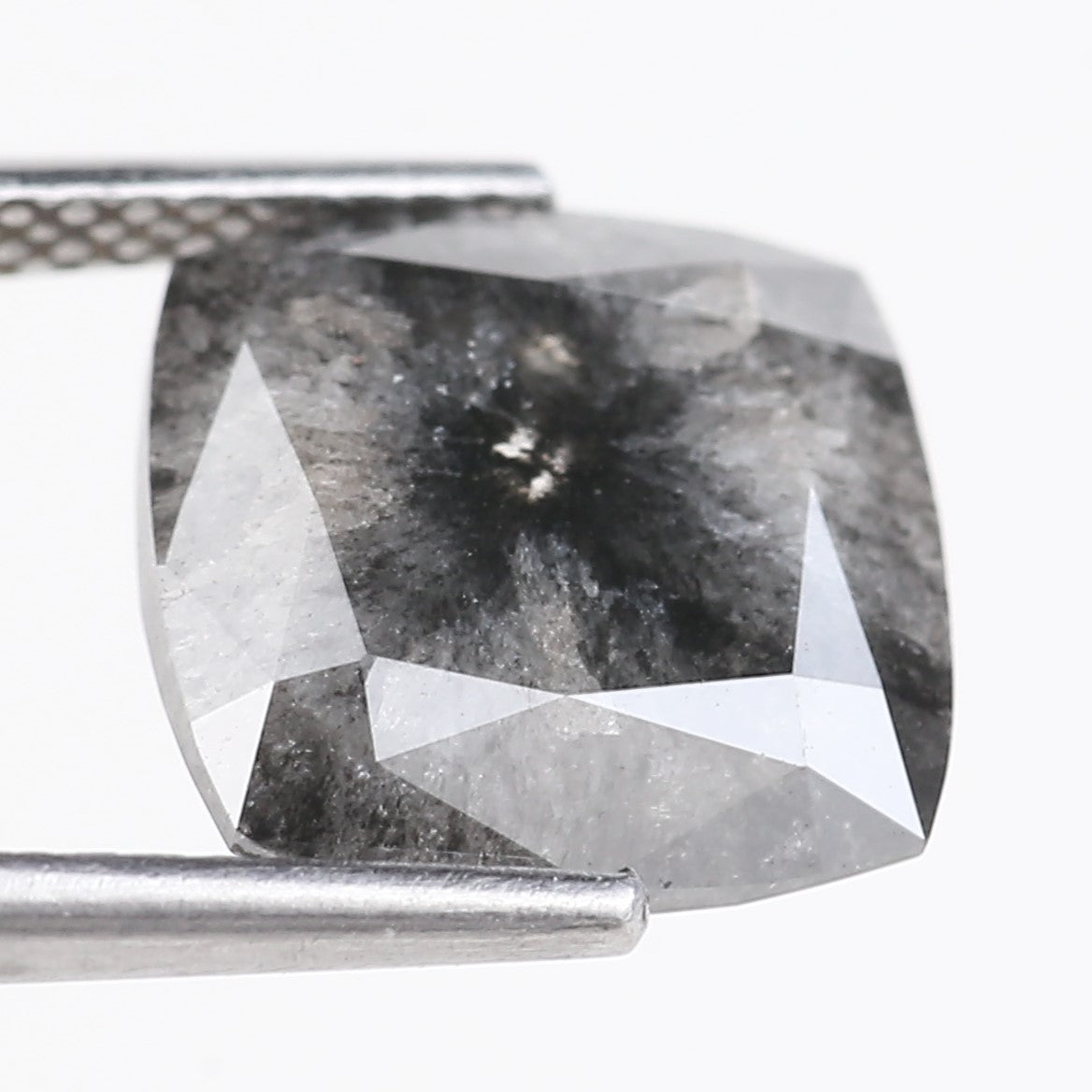 5.20 Carat Stormy Gray Cushion Cut Diamond Salt and Pepper 10.10 MM