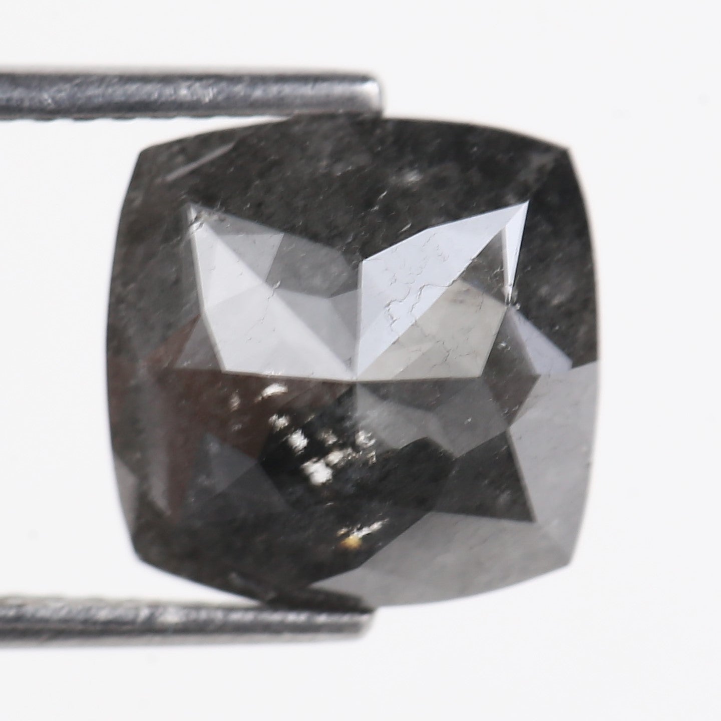 5.20 Carat Stormy Gray Cushion Cut Diamond Salt and Pepper 10.10 MM