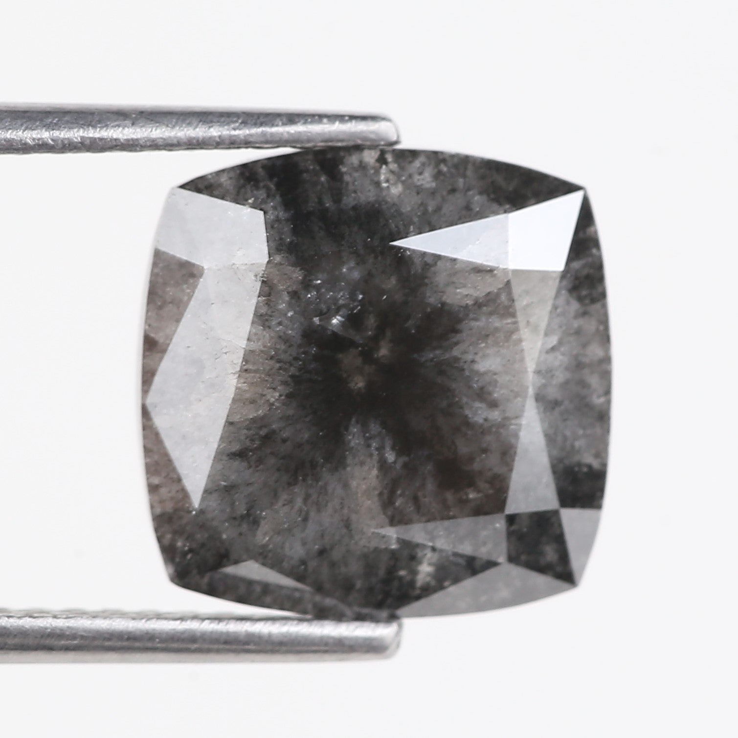 5.20 Carat Stormy Gray Cushion Cut Diamond Salt and Pepper 10.10 MM