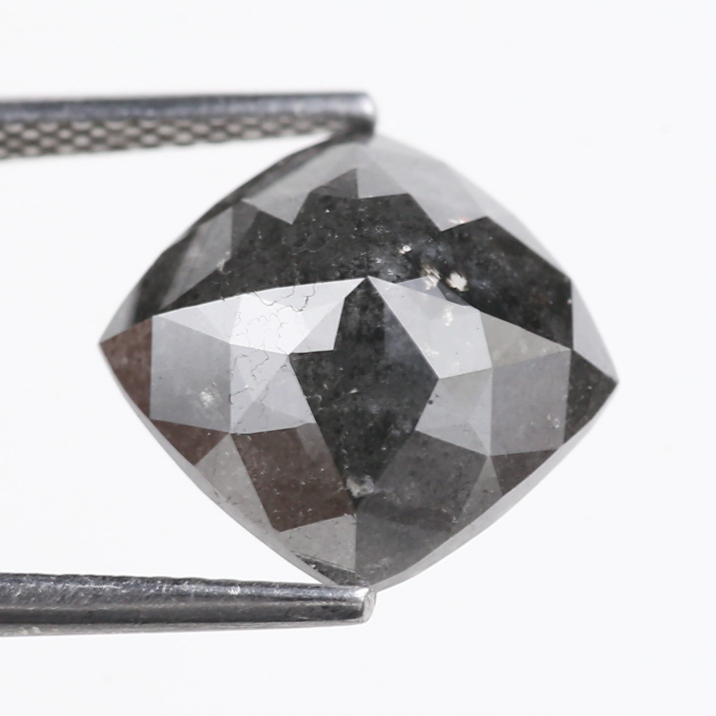 5.20 Carat Stormy Gray Cushion Cut Diamond Salt and Pepper 10.10 MM