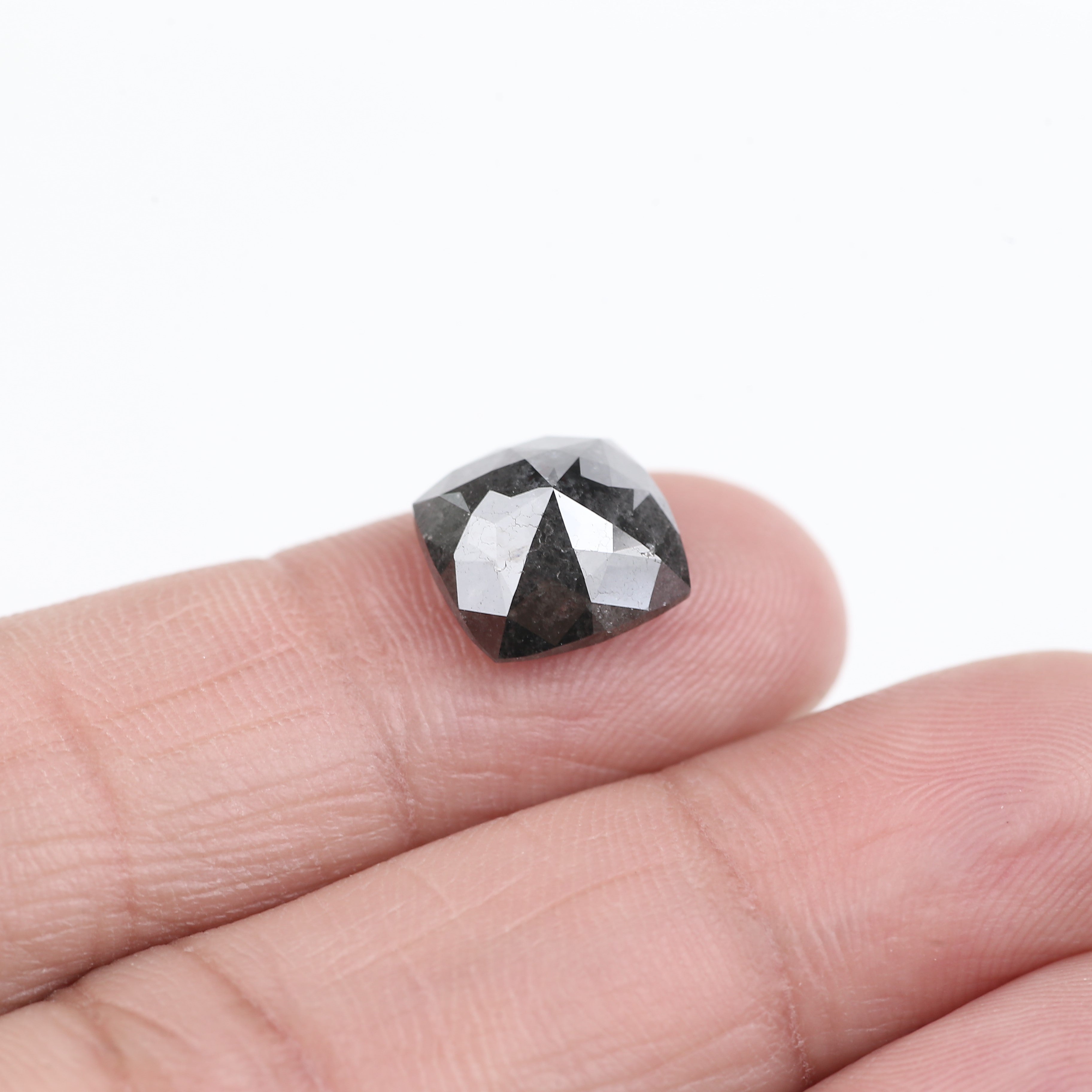 5.20 Carat Stormy Gray Cushion Cut Diamond Salt and Pepper 10.10 MM