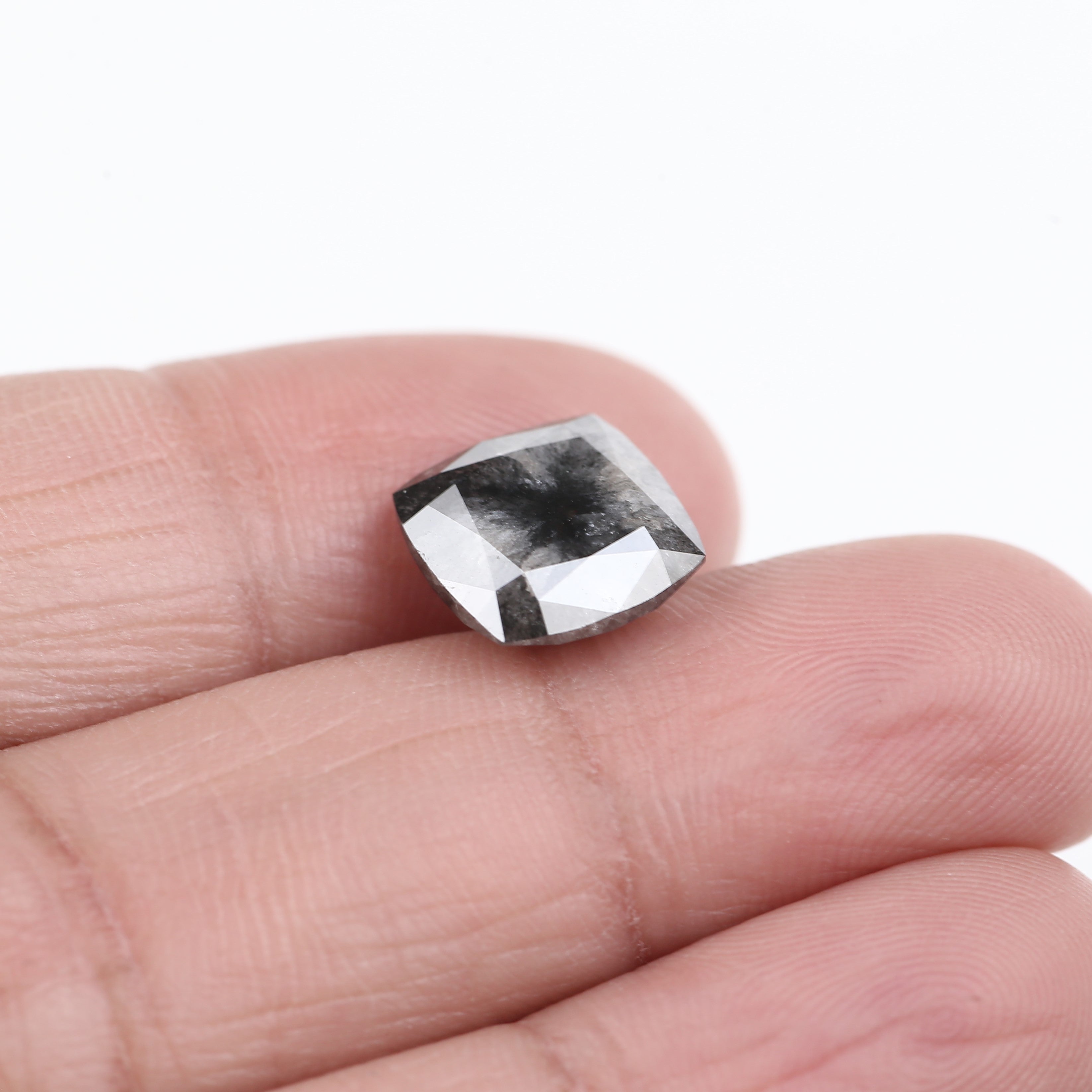 5.20 Carat Stormy Gray Cushion Cut Diamond Salt and Pepper 10.10 MM