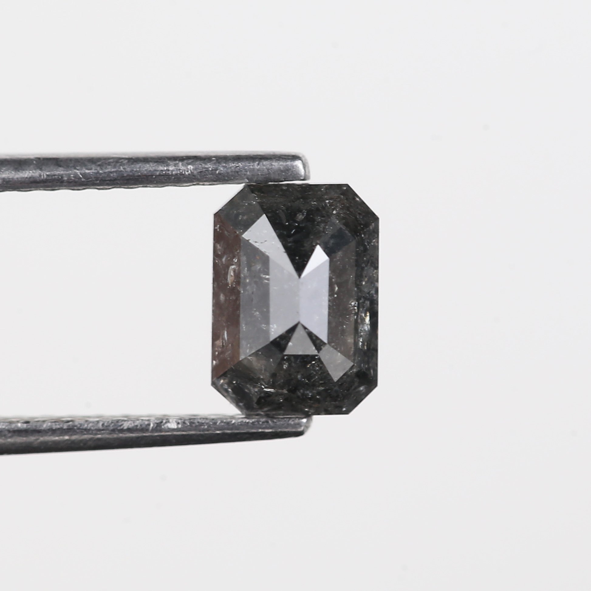 1.30 Carat Salt and Pepper Diamond Emerald Cut For Black Speckled Ring