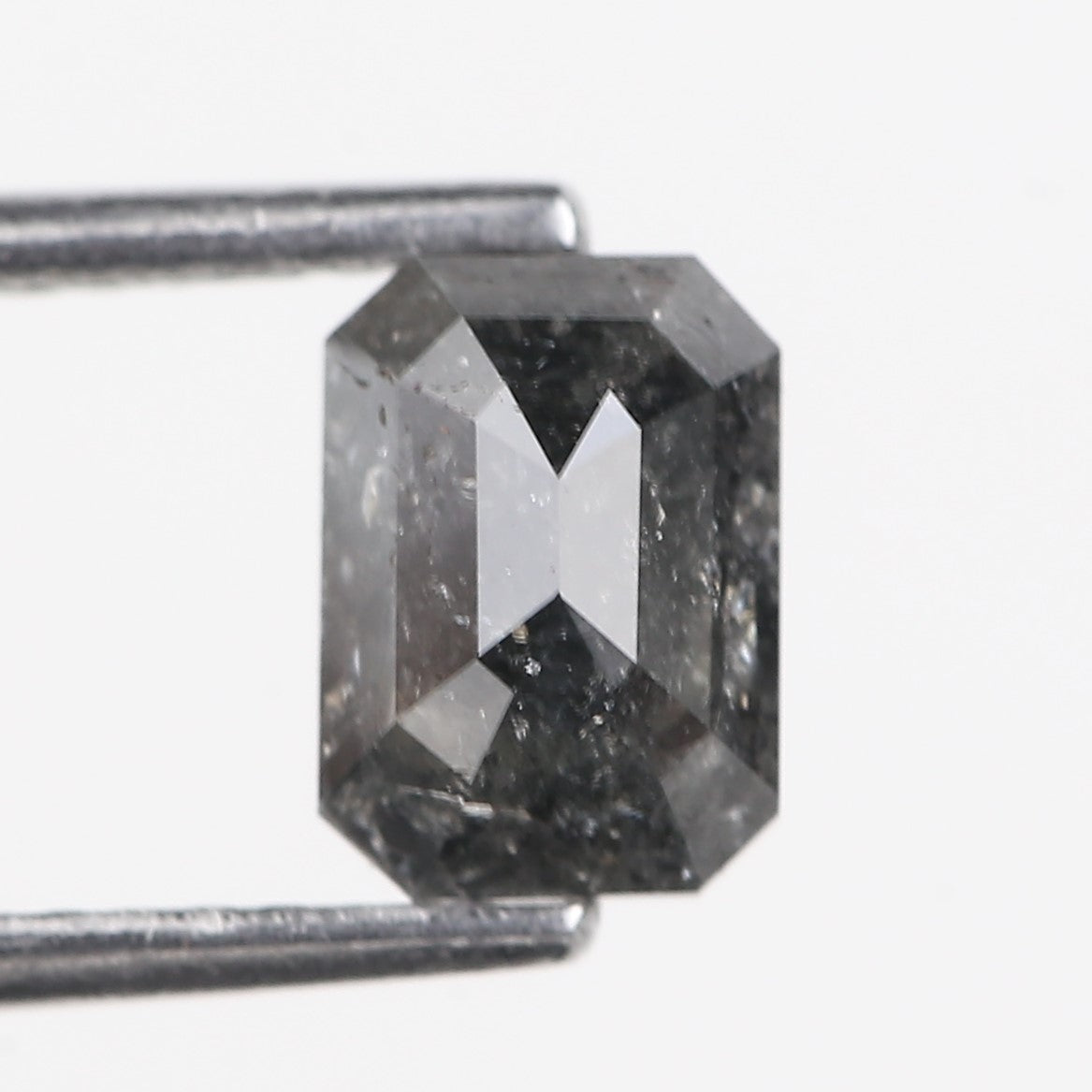 1.30 Carat Salt and Pepper Diamond Emerald Cut For Black Speckled Ring