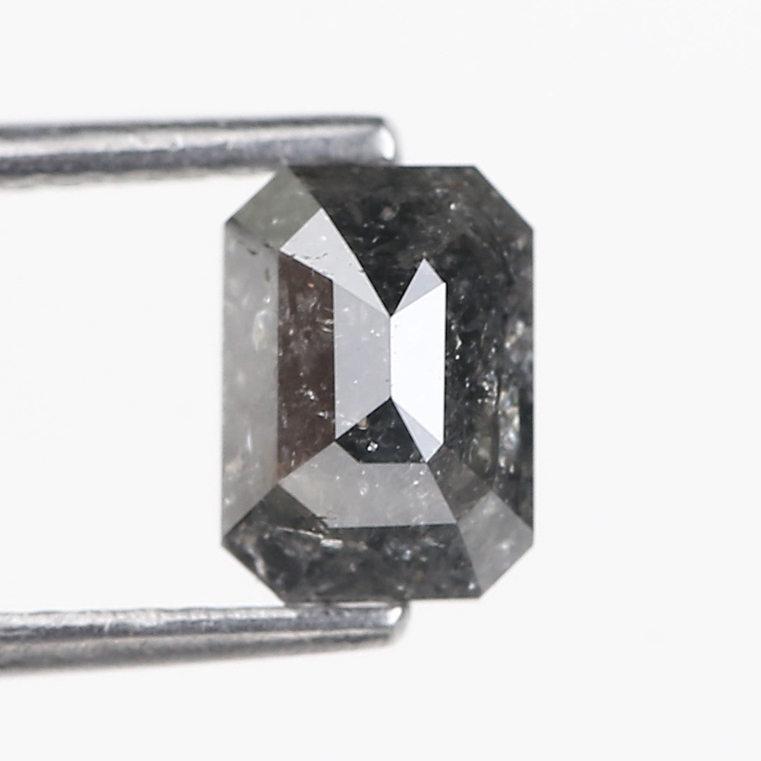 1.30 Carat Salt and Pepper Diamond Emerald Cut For Black Speckled Ring