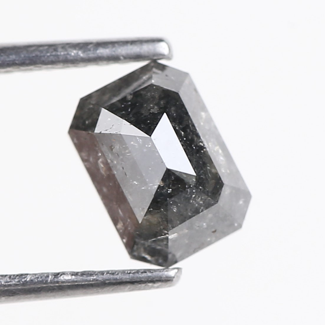 1.30 Carat Salt and Pepper Diamond Emerald Cut For Black Speckled Ring