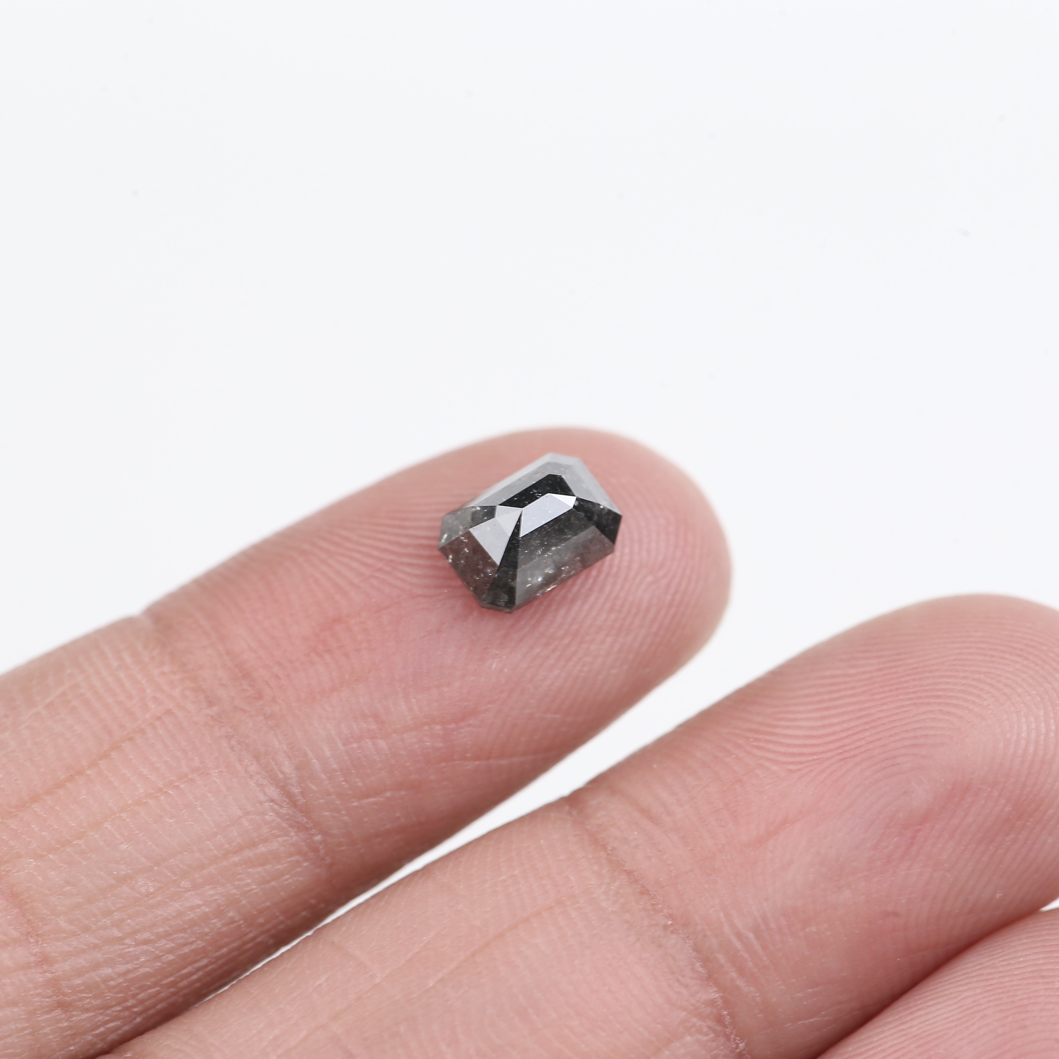 1.30 Carat Salt and Pepper Diamond Emerald Cut For Black Speckled Ring