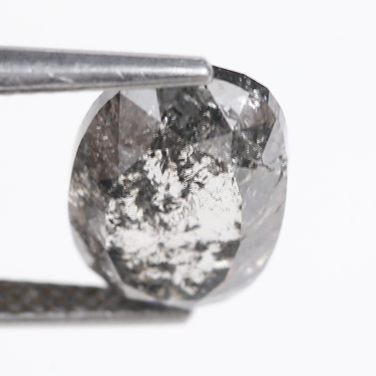 4 Carat Salt Pepper Natural Stone For Elongated Cushion Diamond Engagement Ring