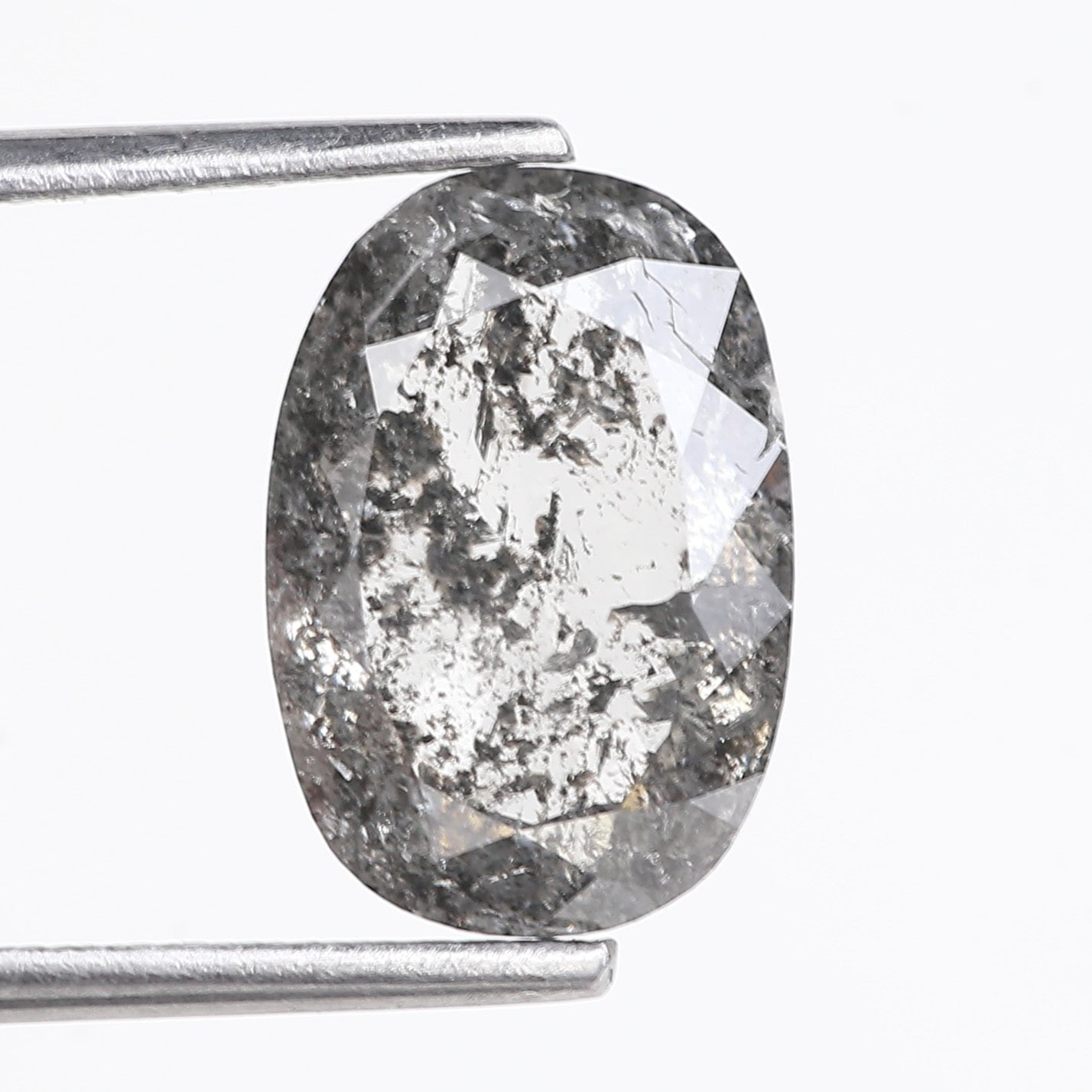 4 Carat Salt Pepper Natural Stone For Elongated Cushion Diamond Engagement Ring