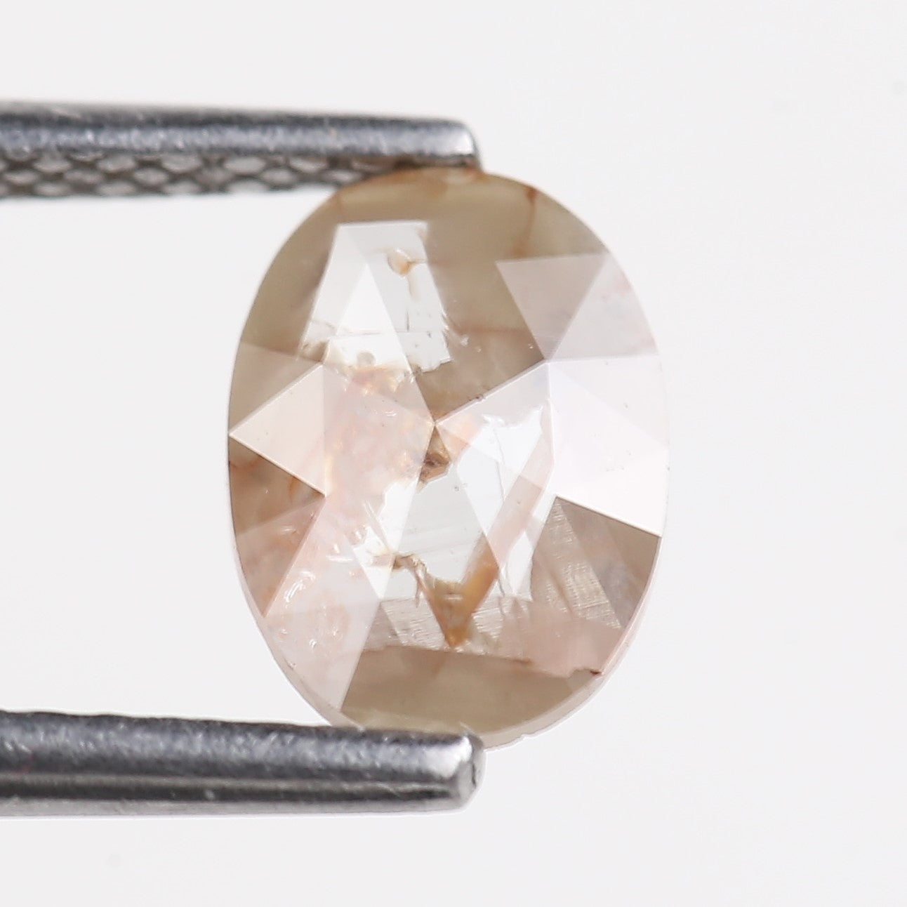 0.74 Carat Natural Orange Oval Salt and Pepper Rose Cut Diamond 7.60 MM