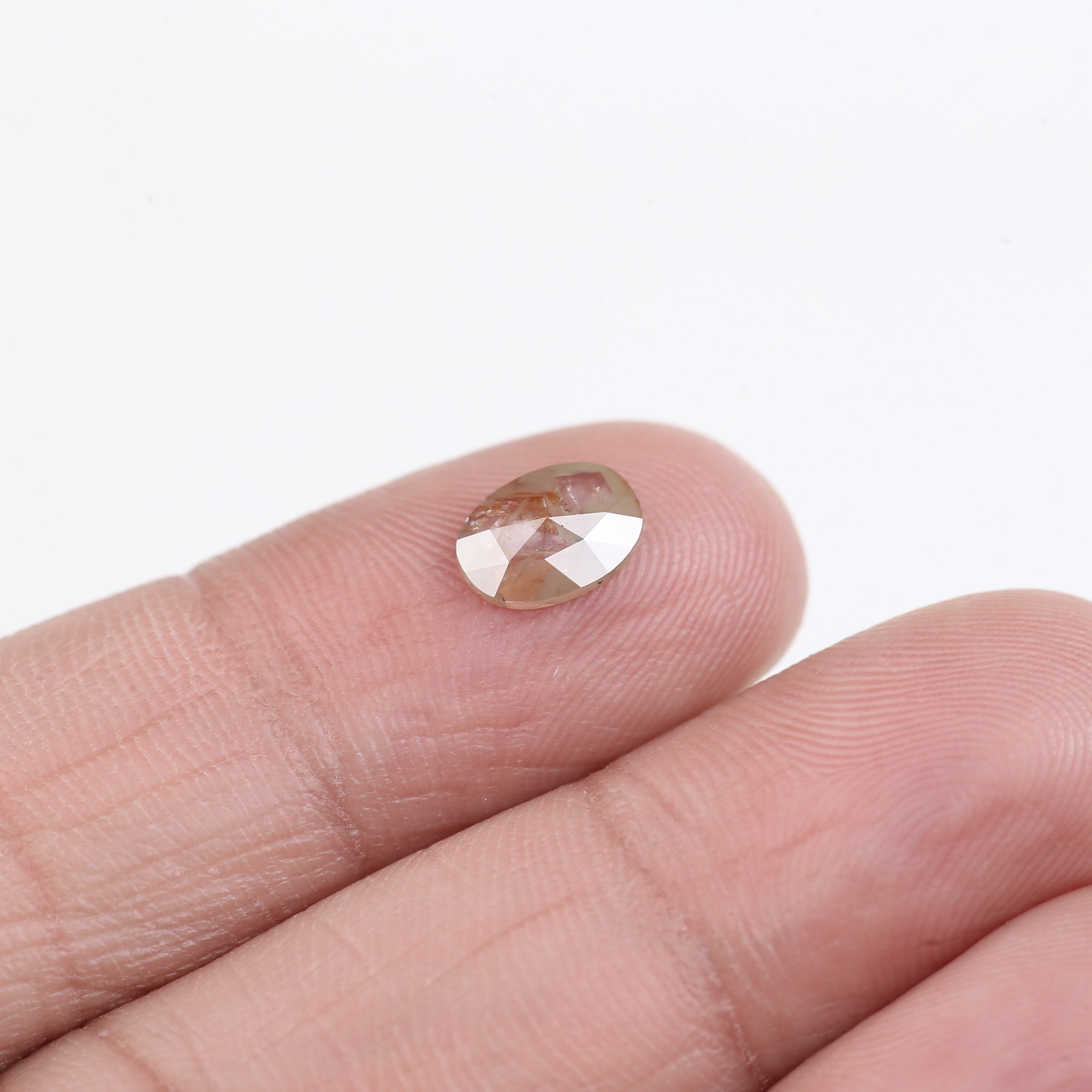 0.74 Carat Natural Orange Oval Salt and Pepper Rose Cut Diamond 7.60 MM