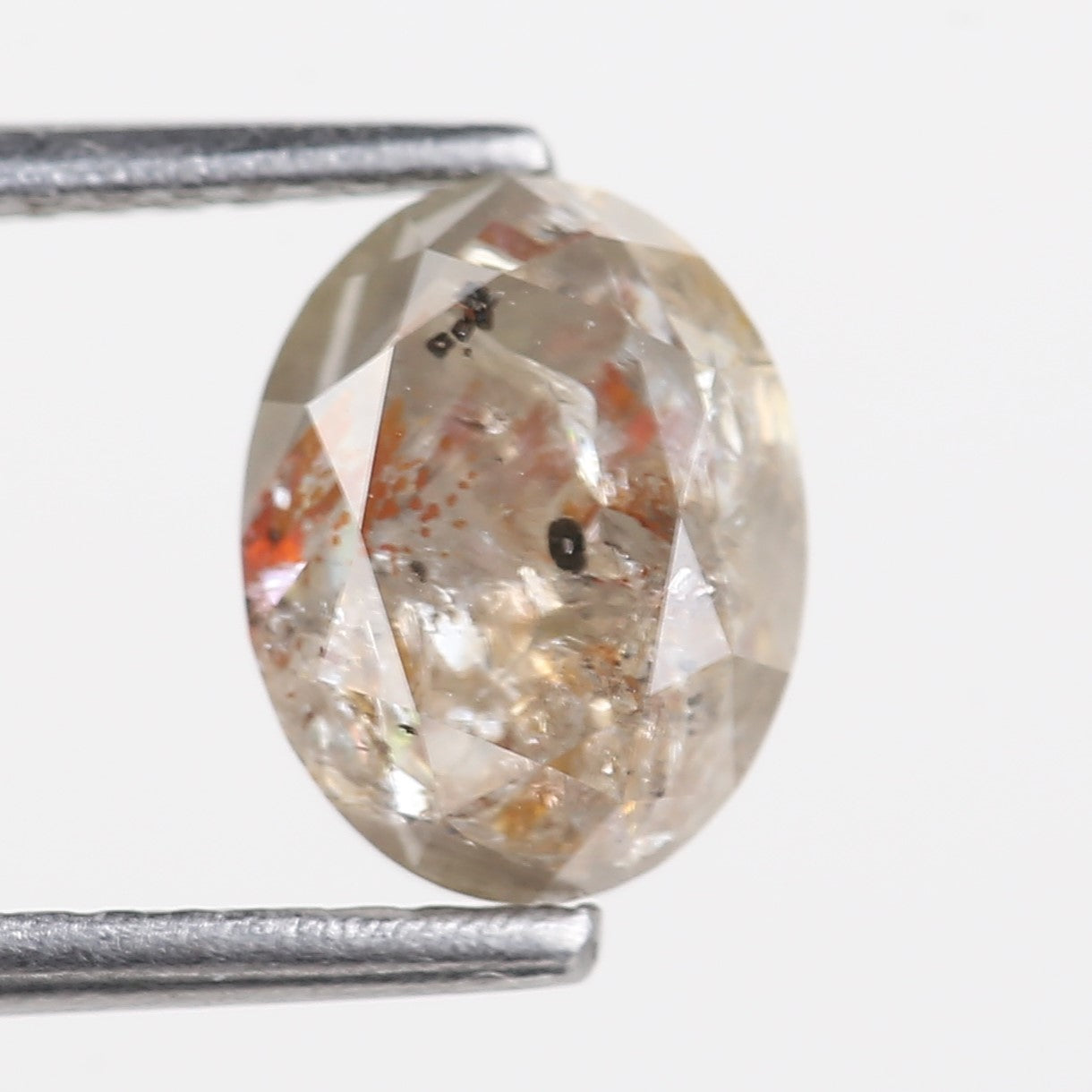 1.97 Carat Orange Gray Oval Salt and Pepper Diamond For Custom Ring 8.15 MM