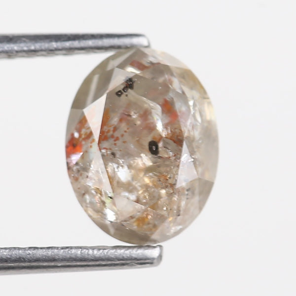 1.97 Carat Orange Gray Oval Salt and Pepper Diamond For Custom Ring 8.15 MM