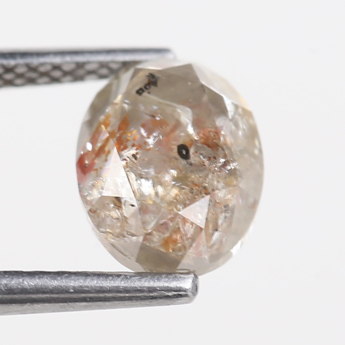 1.97 Carat Orange Gray Oval Salt and Pepper Diamond For Custom Ring 8.15 MM