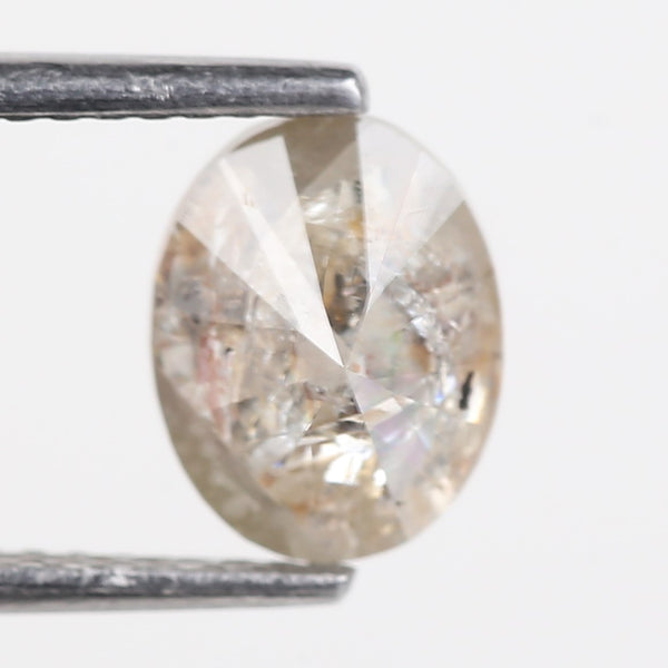 1.97 Carat Orange Gray Oval Salt and Pepper Diamond For Custom Ring 8.15 MM