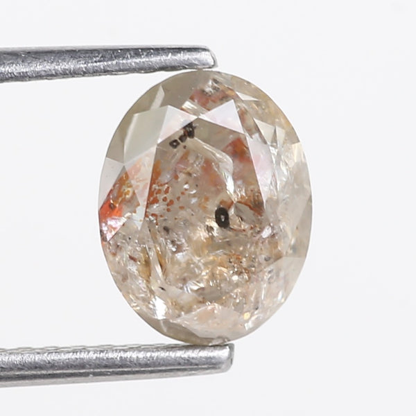 1.97 Carat Orange Gray Oval Salt and Pepper Diamond For Custom Ring 8.15 MM