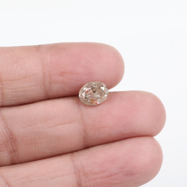 1.97 Carat Orange Gray Oval Salt and Pepper Diamond For Custom Ring 8.15 MM