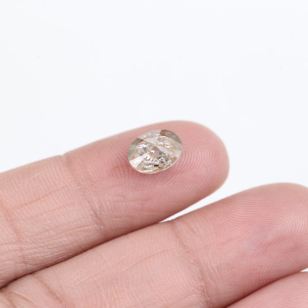 1.97 Carat Orange Gray Oval Salt and Pepper Diamond For Custom Ring 8.15 MM