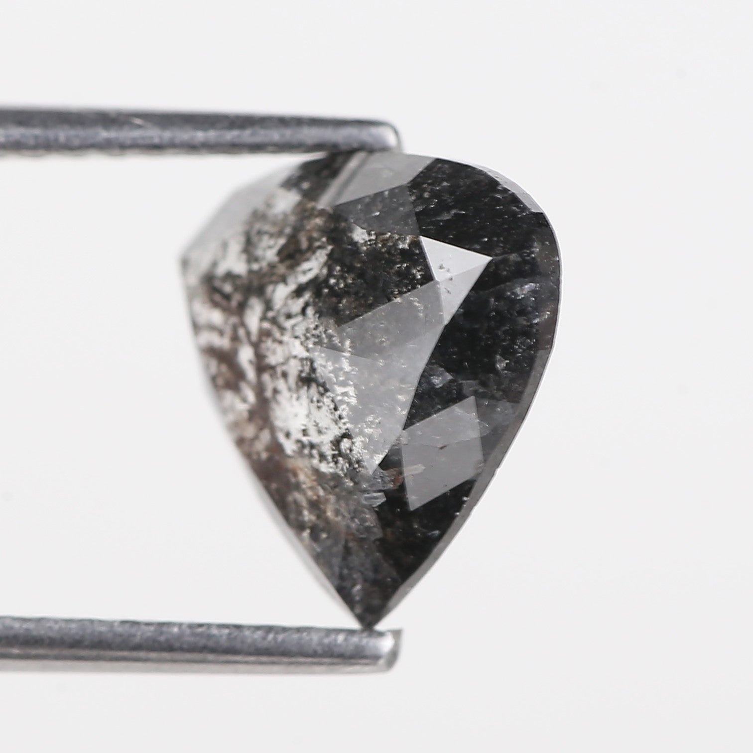 1.83 Carat Natural Pear Black Speckled Diamond 9.99 MM