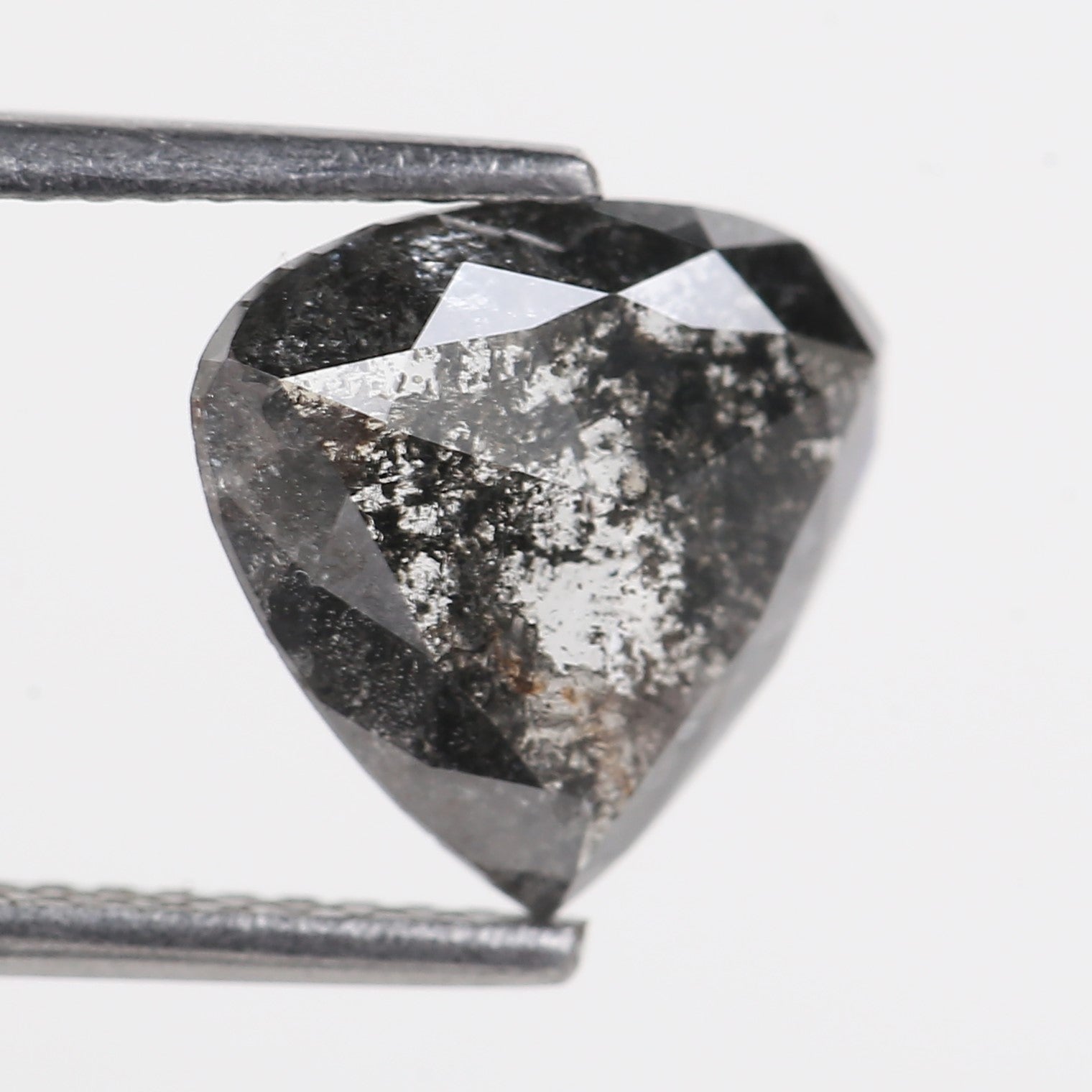 1.83 Carat Natural Pear Black Speckled Diamond 9.99 MM