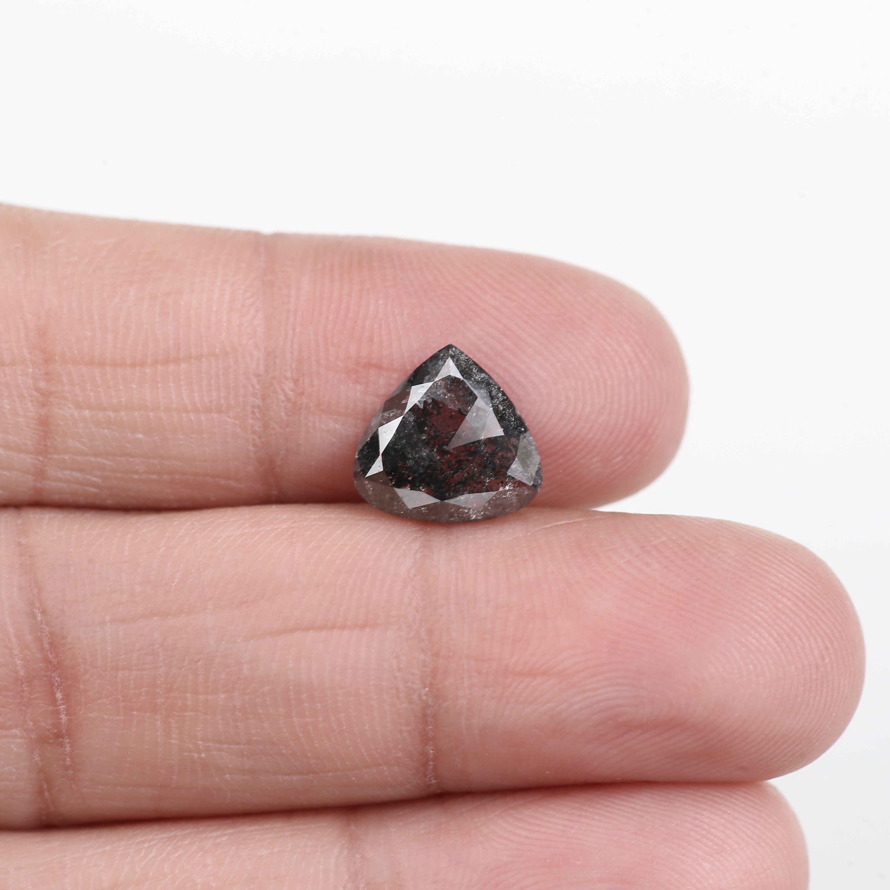 1.83 Carat Natural Pear Black Speckled Diamond 9.99 MM