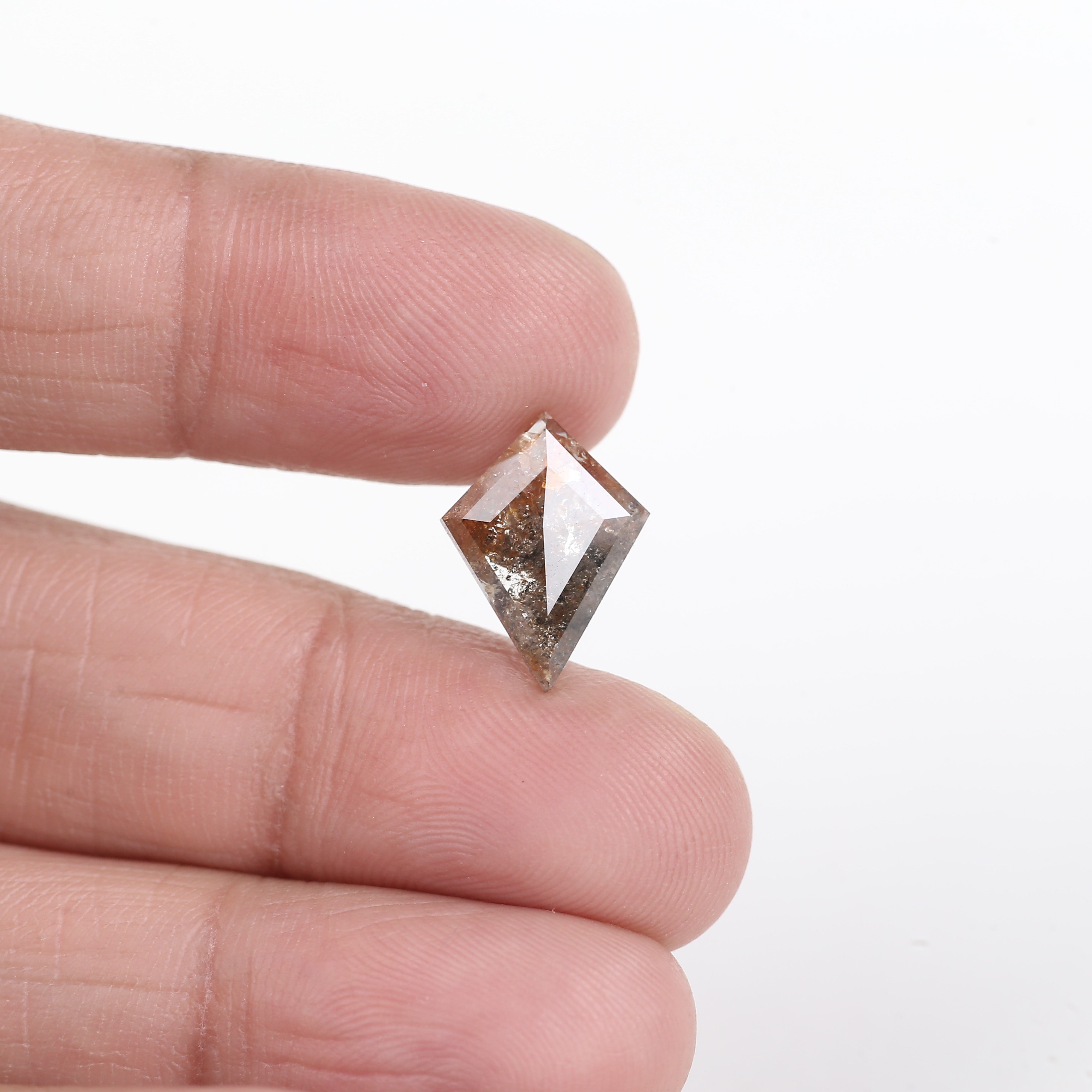 2.41 Carat Salt and Pepper Diamond For Kite Cut Engagement Ring 14 MM