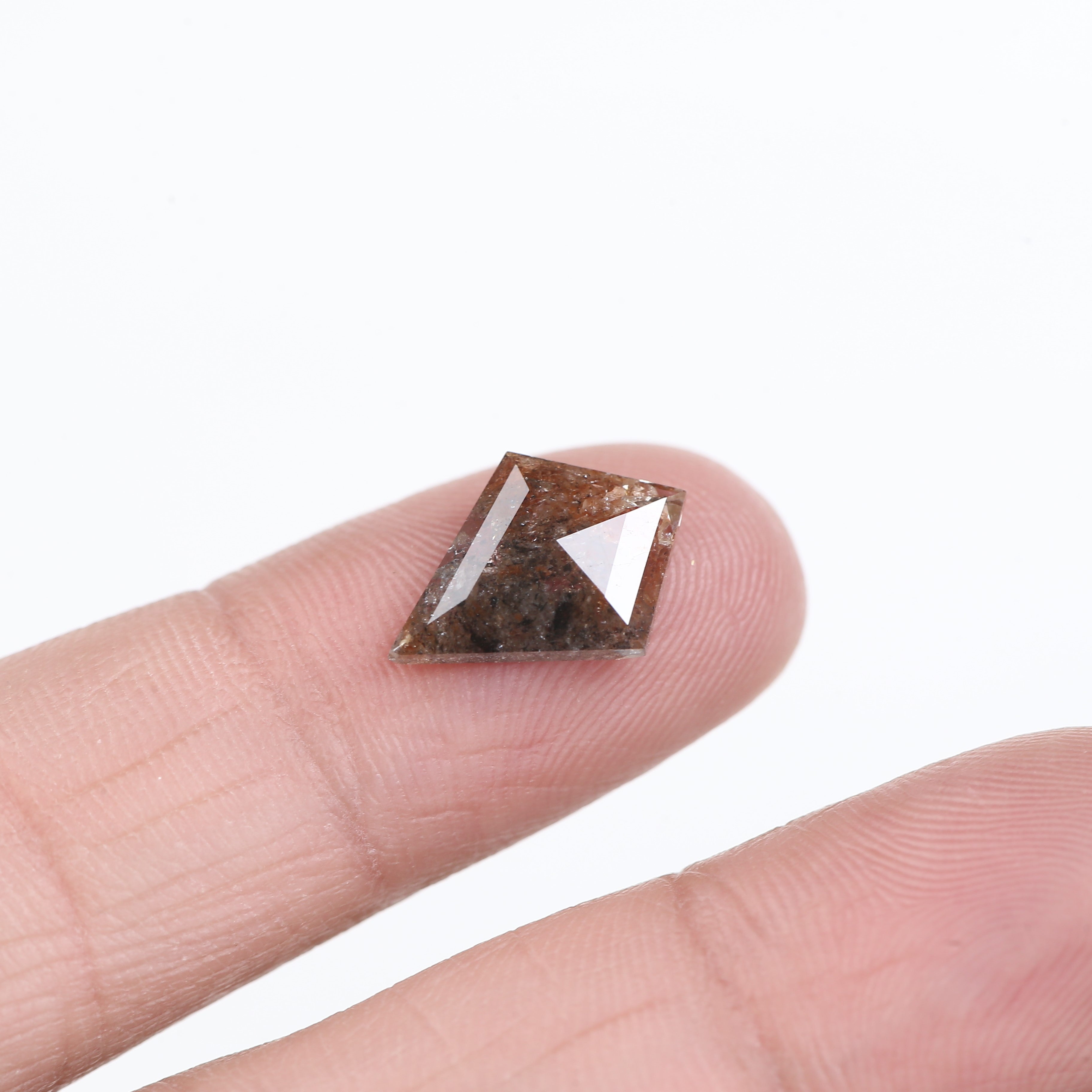 2.41 Carat Salt and Pepper Diamond For Kite Cut Engagement Ring 14 MM