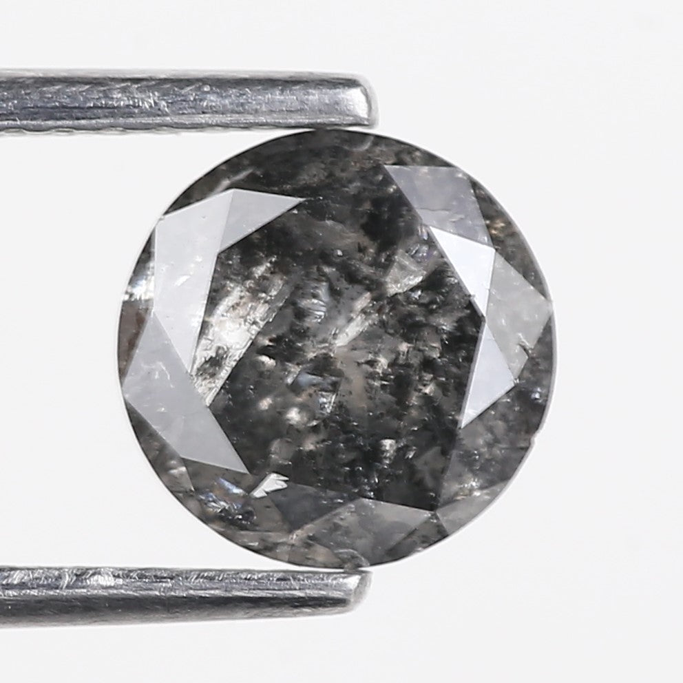 1.12 Carat Natural Salt and Pepper Round Galaxy Diamond 7 MM