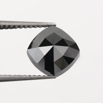 2 Carat 7 MM Natural Cushion Rose Cut Fancy Black Diamond - Blackdiamond