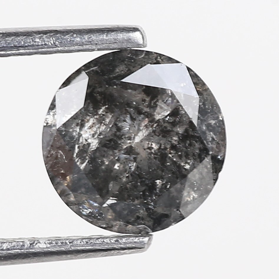1.12 Carat Natural Salt and Pepper Round Galaxy Diamond 7 MM