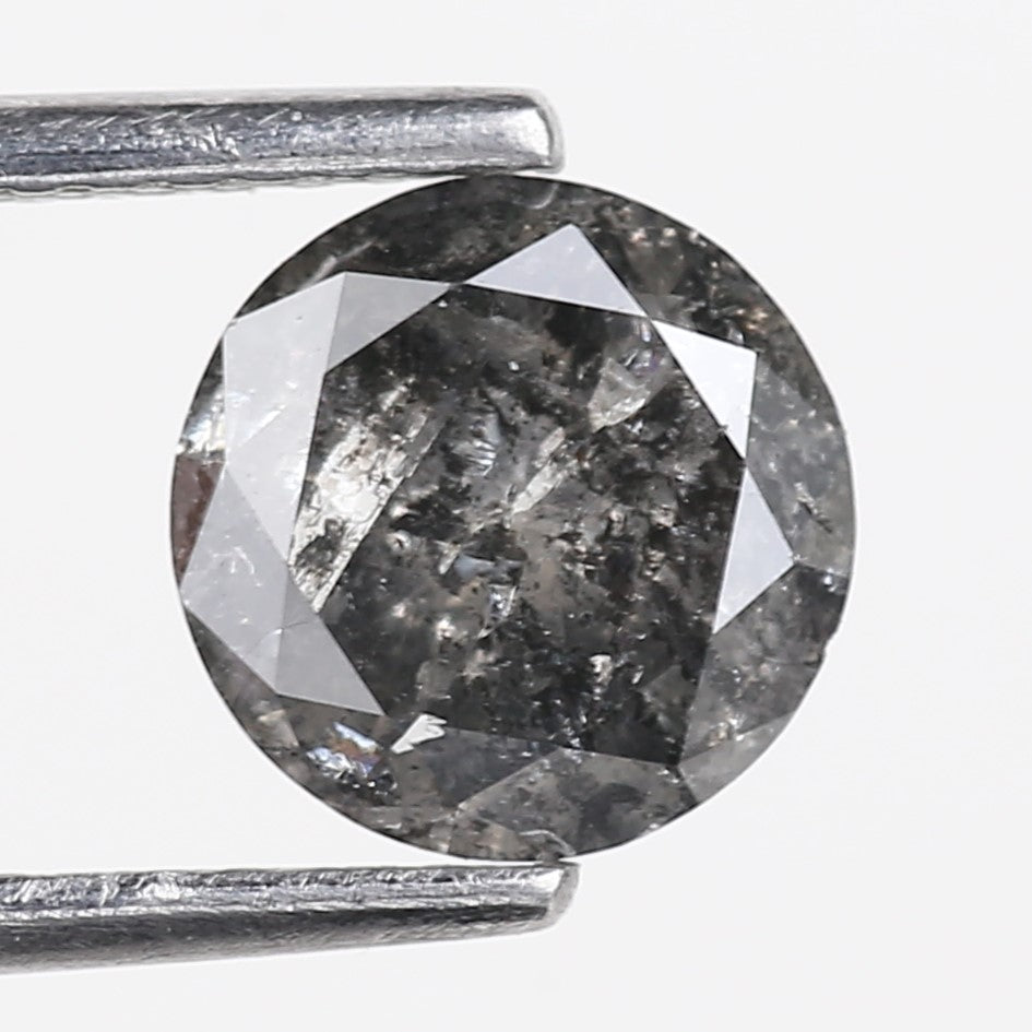 1.12 Carat Natural Salt and Pepper Round Galaxy Diamond 7 MM