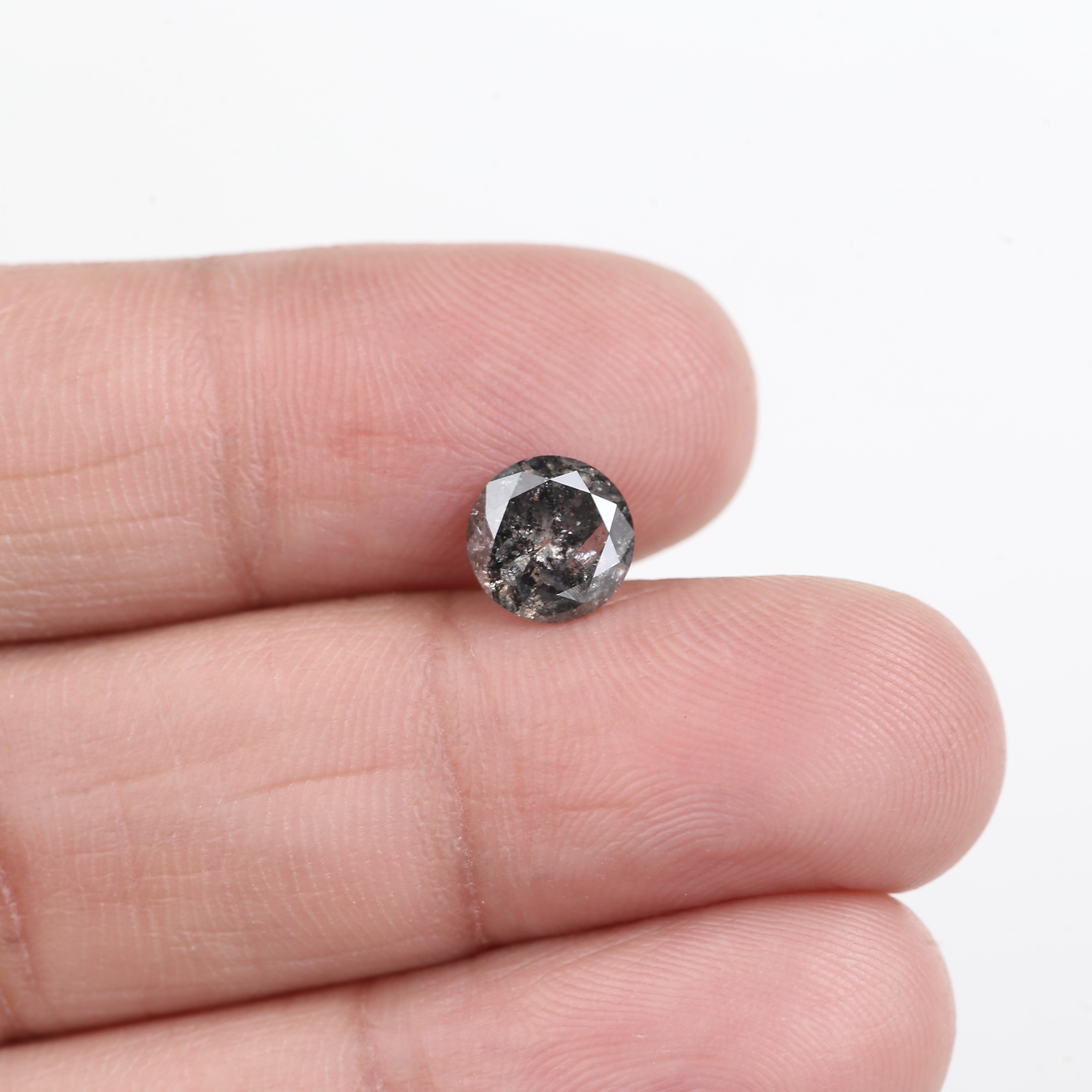 1.12 Carat Natural Salt and Pepper Round Galaxy Diamond 7 MM