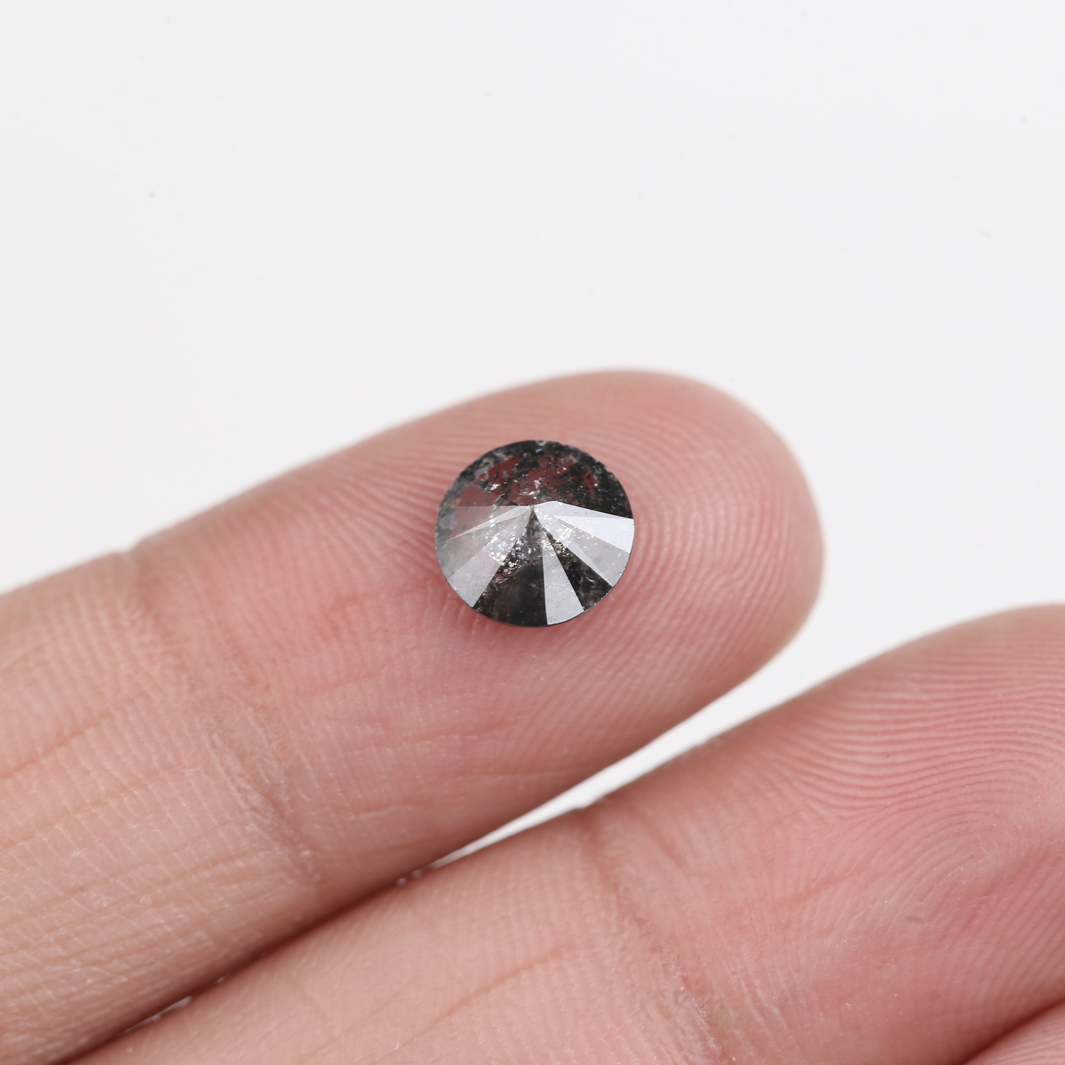 1.12 Carat Natural Salt and Pepper Round Galaxy Diamond 7 MM