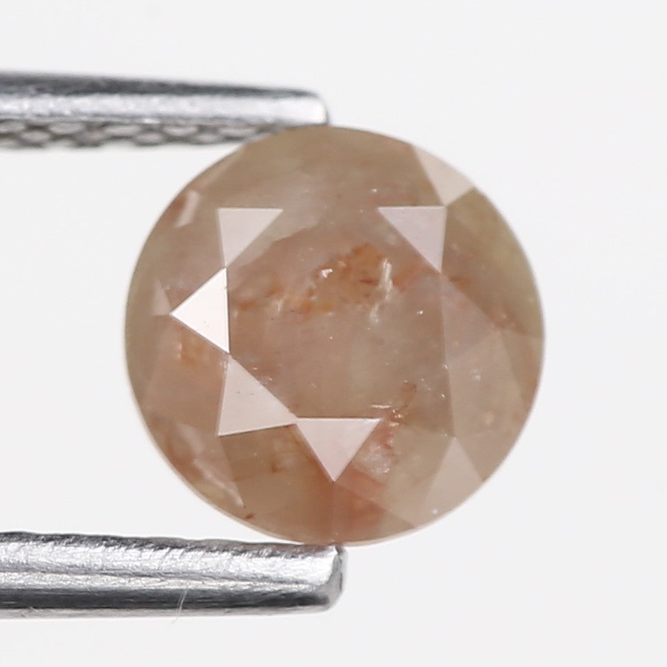0.93 Carat Natural Orange Round Cut Salt Pepper Rustic Diamond 5.9 MM