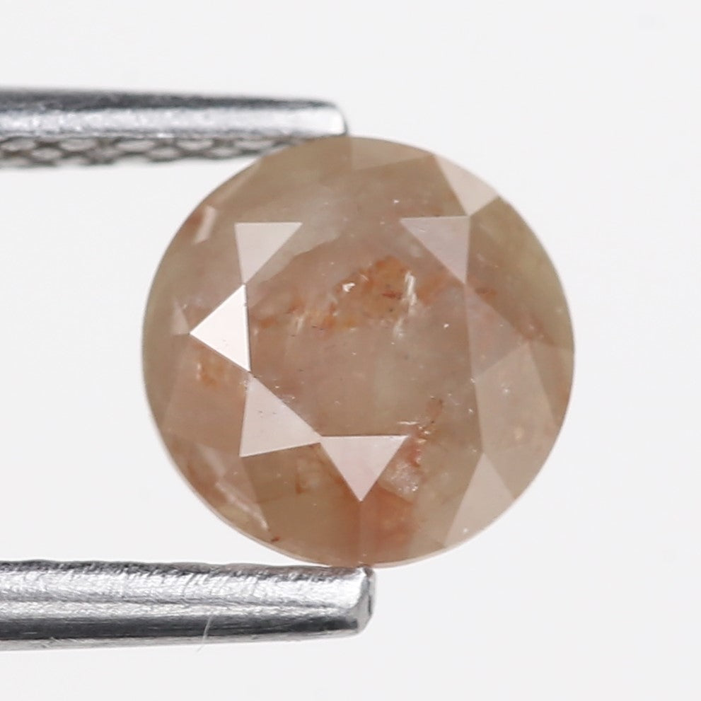 0.93 Carat Natural Orange Round Cut Salt Pepper Rustic Diamond 5.9 MM