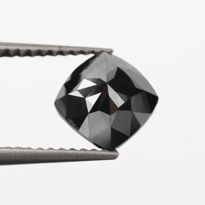 1.50 Carat 6.5 MM Natural Cushion Rose Cut Brilliant Black Loose Diamond - Blackdiamond