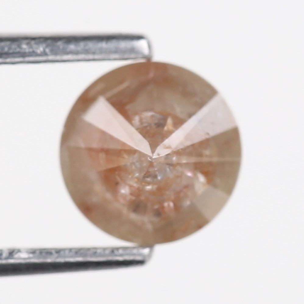 0.93 Carat Natural Orange Round Cut Salt Pepper Rustic Diamond 5.9 MM