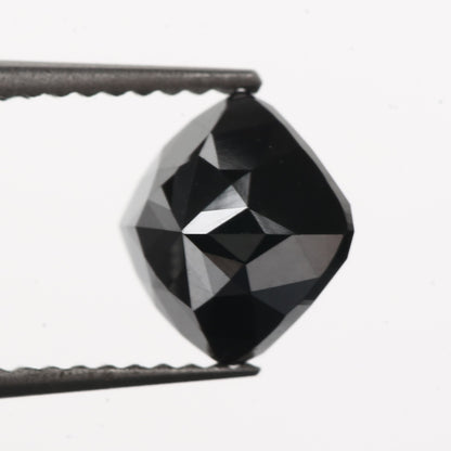 1.50 Carat 6.5 MM Natural Cushion Rose Cut Brilliant Black Loose Diamond - Blackdiamond